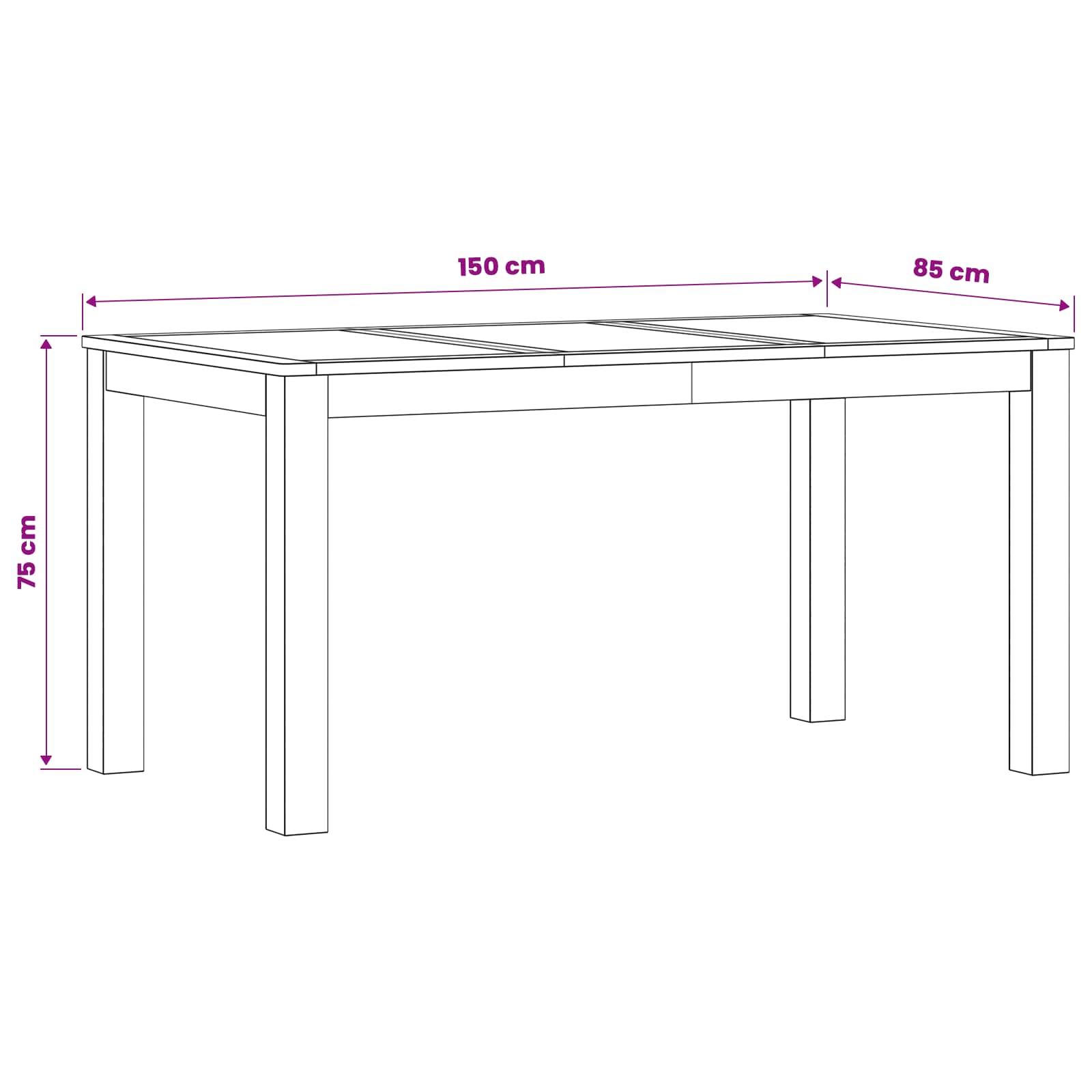 vidaXL Stół jadalny 150 x 85 x 75 cm Dąb lite naturalny Prostokątny
