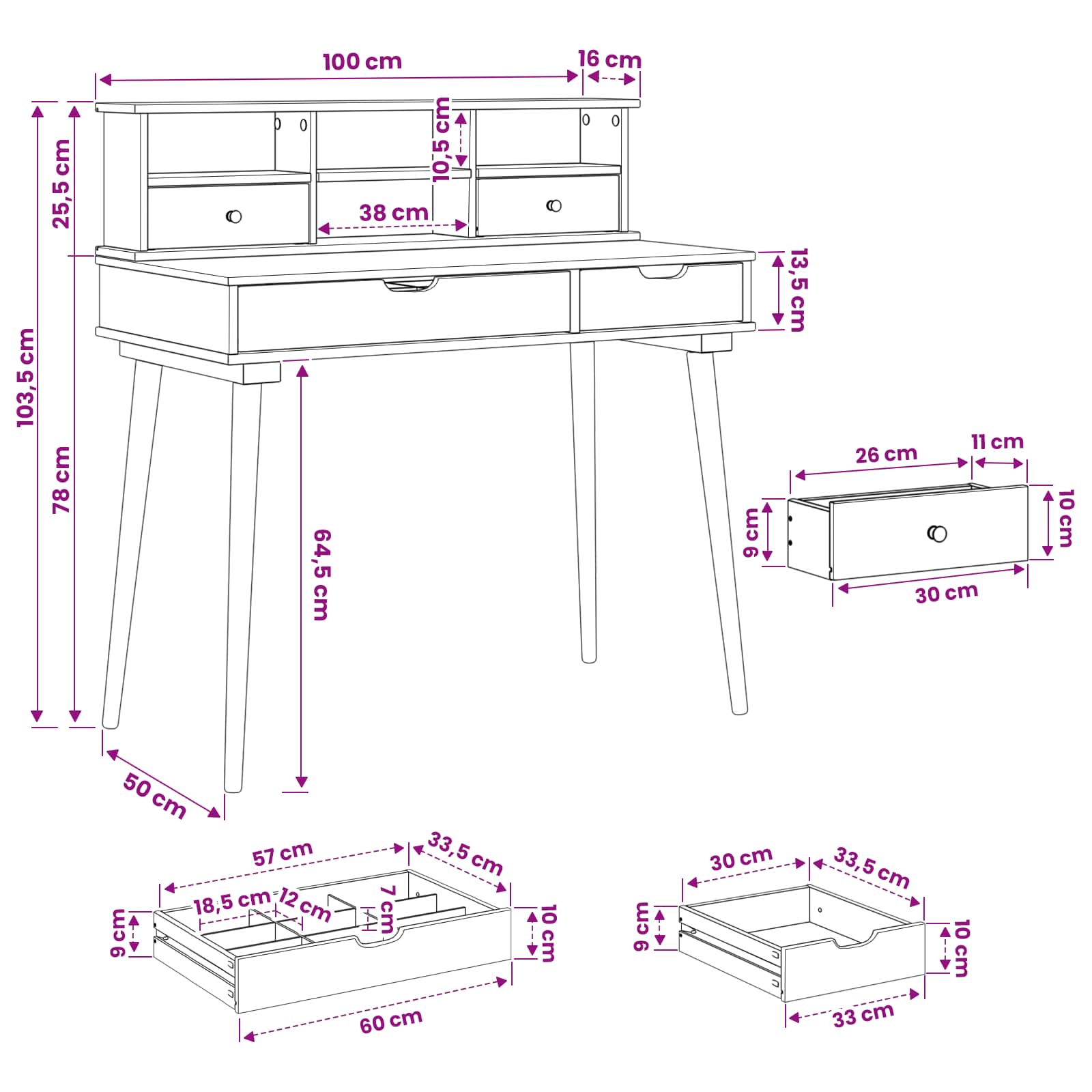 vidaXL Zestaw toaletki FAUSKE 2 pcs Biały 100 x 50 x 103,5 cm