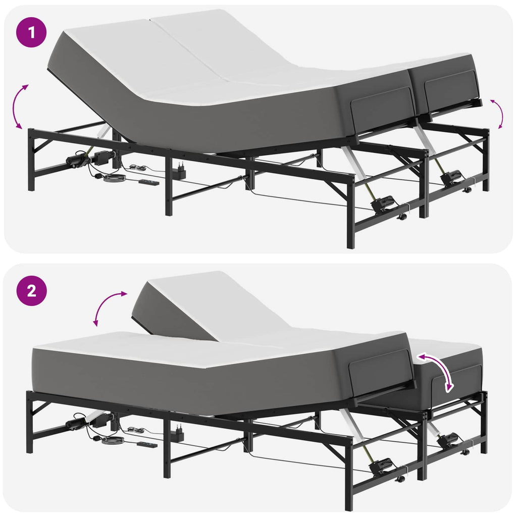 vidaXL Elektro Regulowany Stelaż Łóżka Czarny 120 x 190 cm Stal