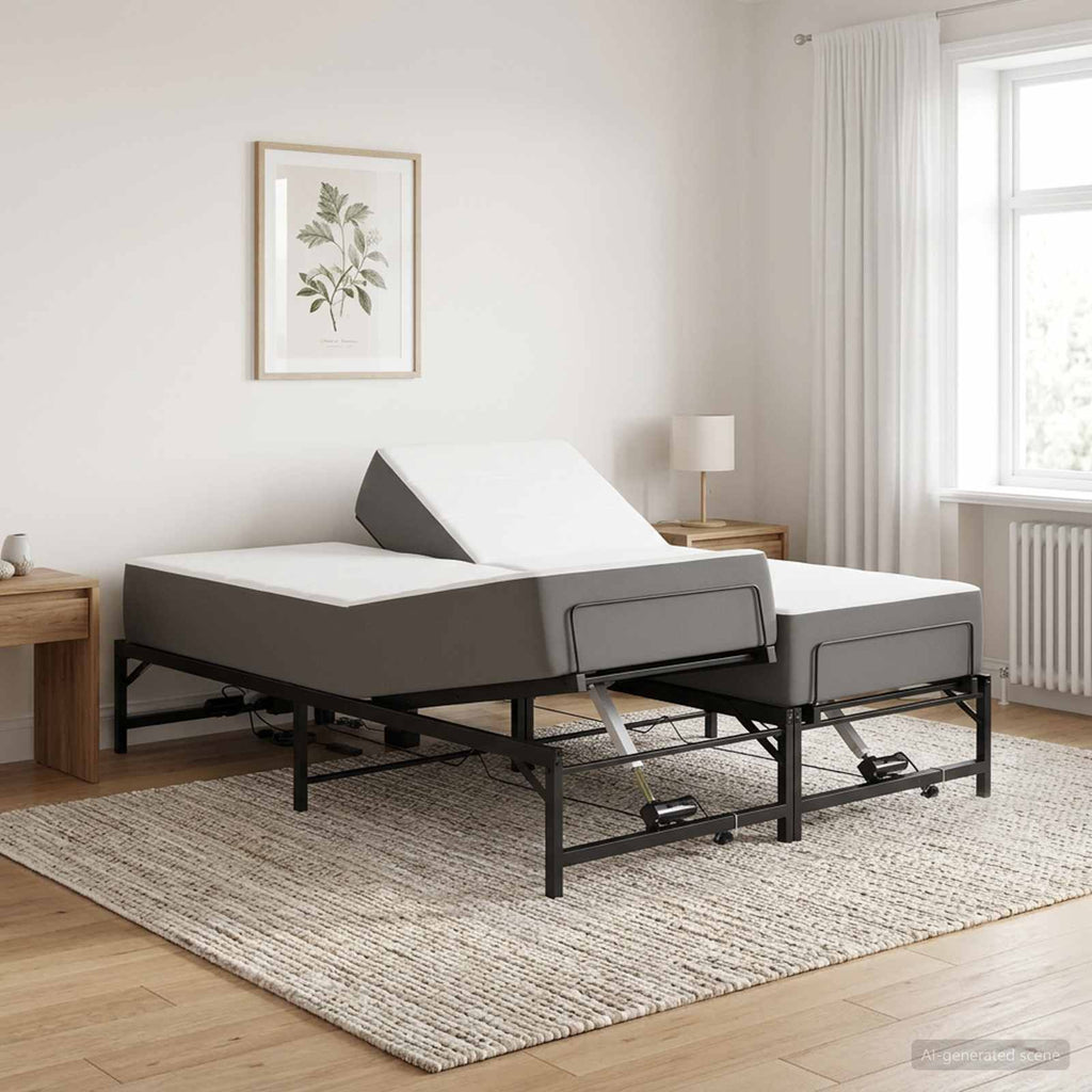 vidaXL Elektro Regulowany Stelaż Łóżka Czarny 137 x 190 cm Stal