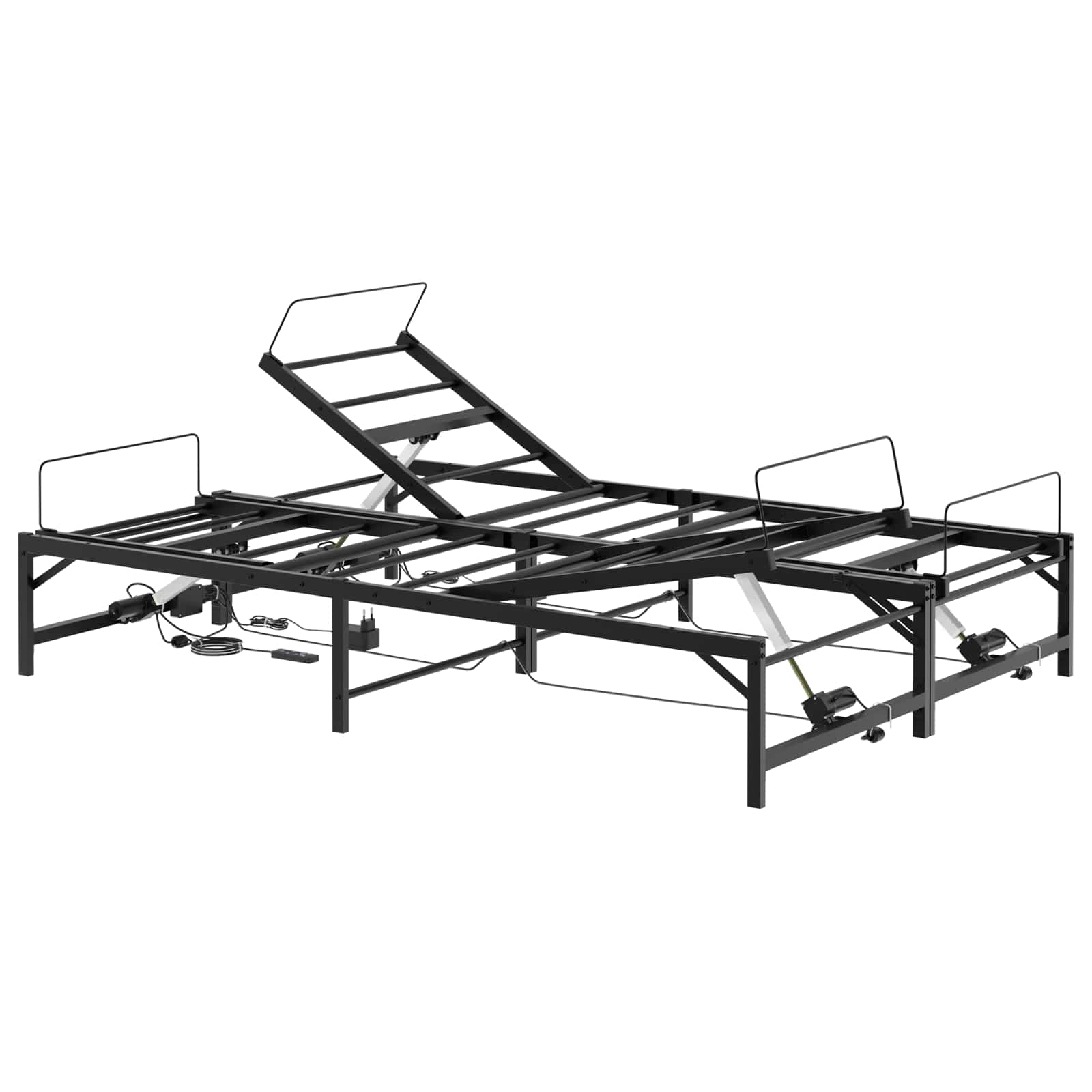 vidaXL Elektro Regulowany Stelaż Łóżka Czarny 140 x 190 cm Stal