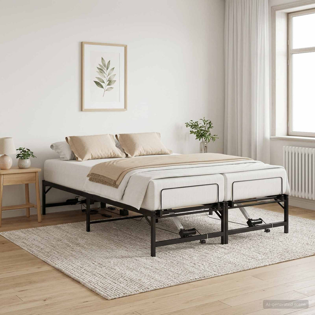 vidaXL Elektro Regulowany Stelaż Łóżka Czarny 140 x 200 cm Stal