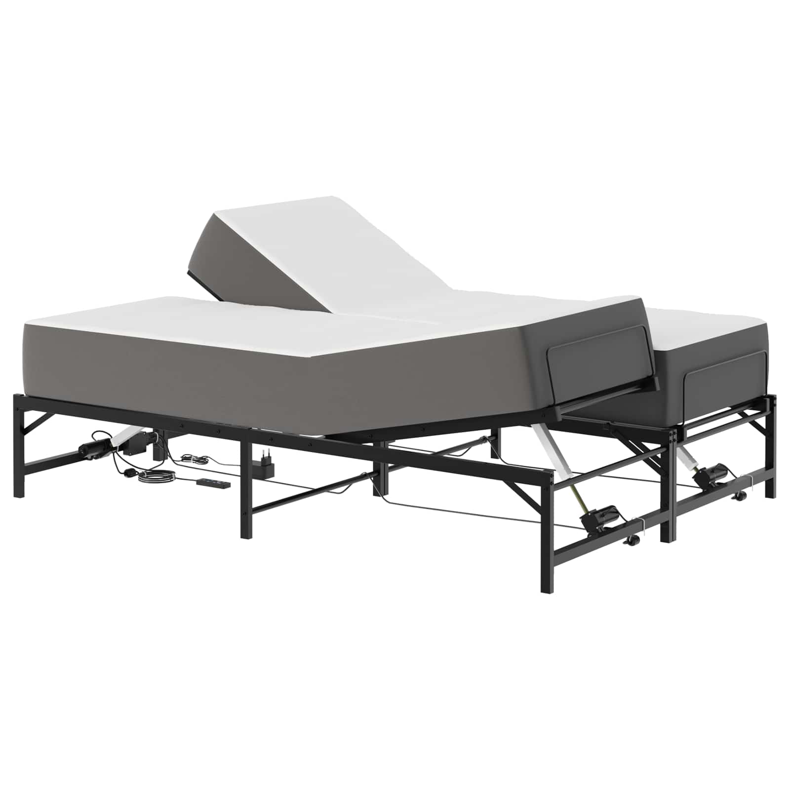 vidaXL Elektro Regulowany Stelaż Łóżka Czarny 140 x 200 cm Stal