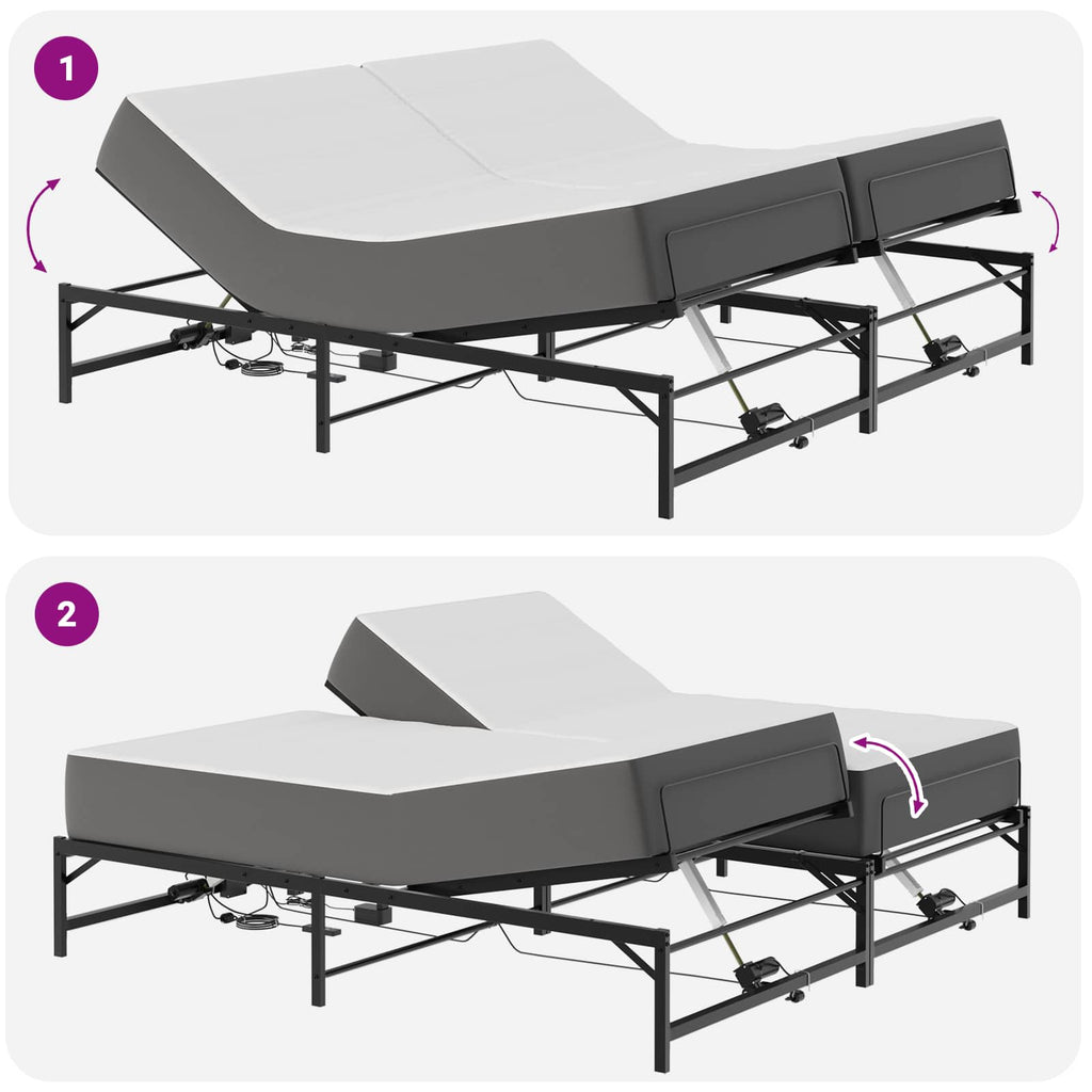 vidaXL Elektro Regulowany Stelaż Łóżka Czarny 160 x 200 cm Stal
