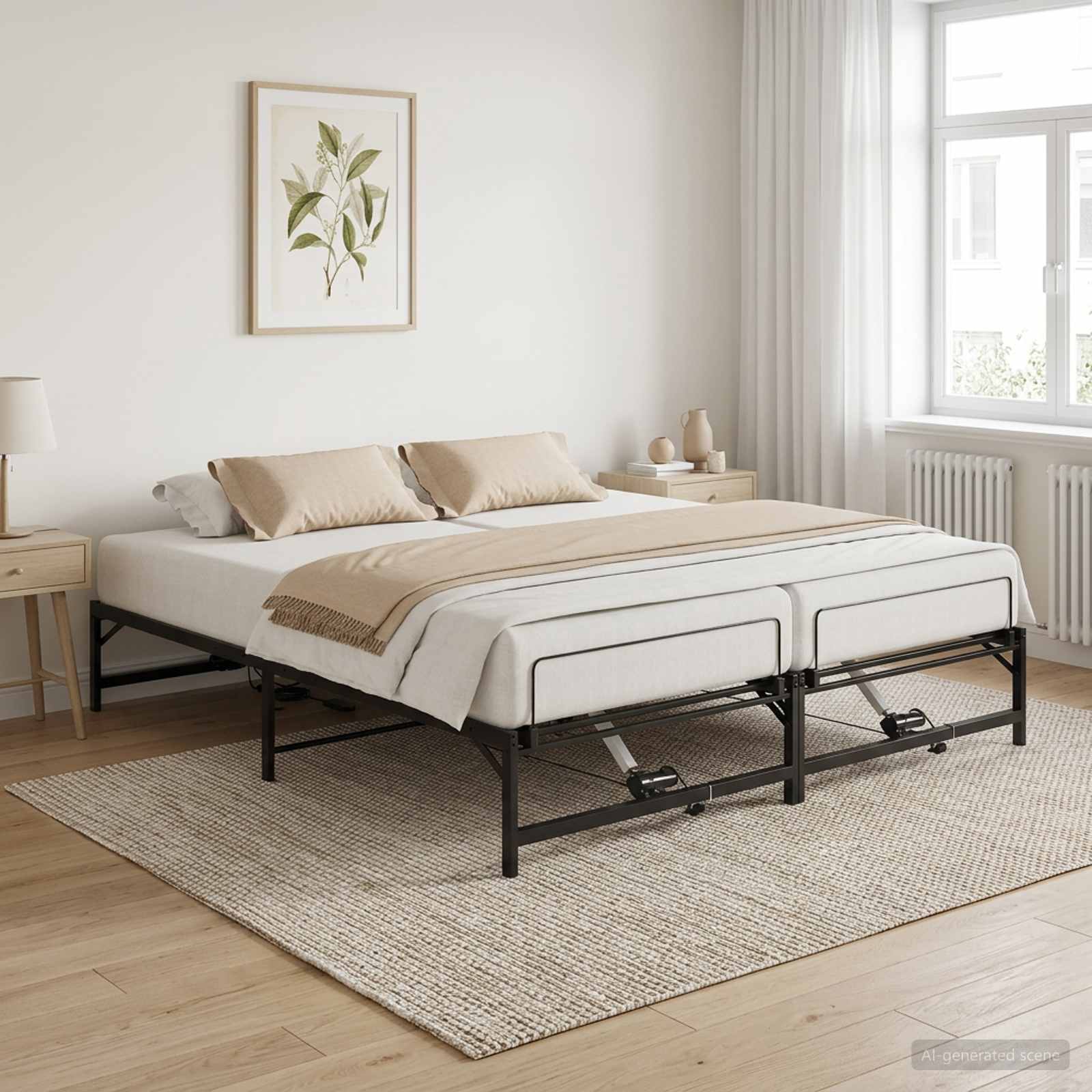 vidaXL Elektro Regulowany Stelaż Łóżka Czarny 200 x 200 cm Stal