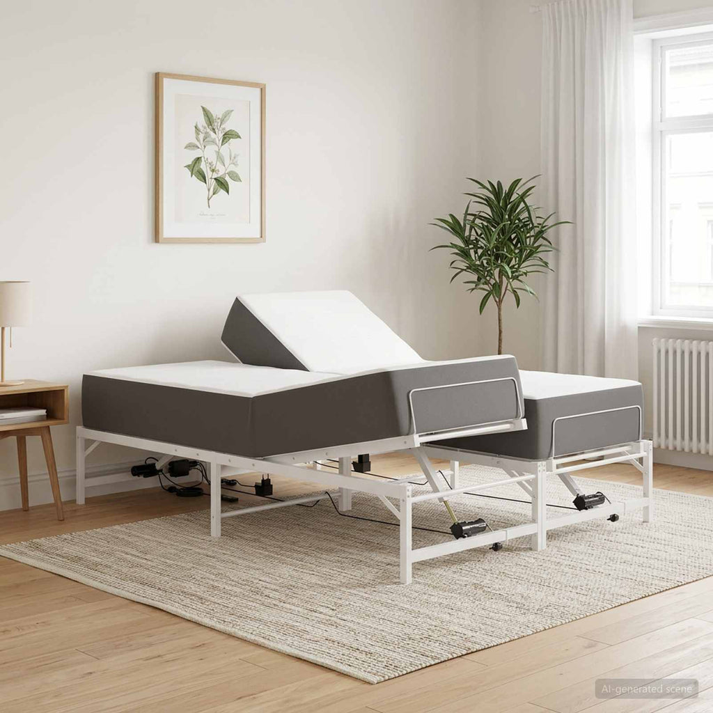 vidaXL Elektro Regulowany Stelaż Łóżka Biały 140 x 190 cm Stal