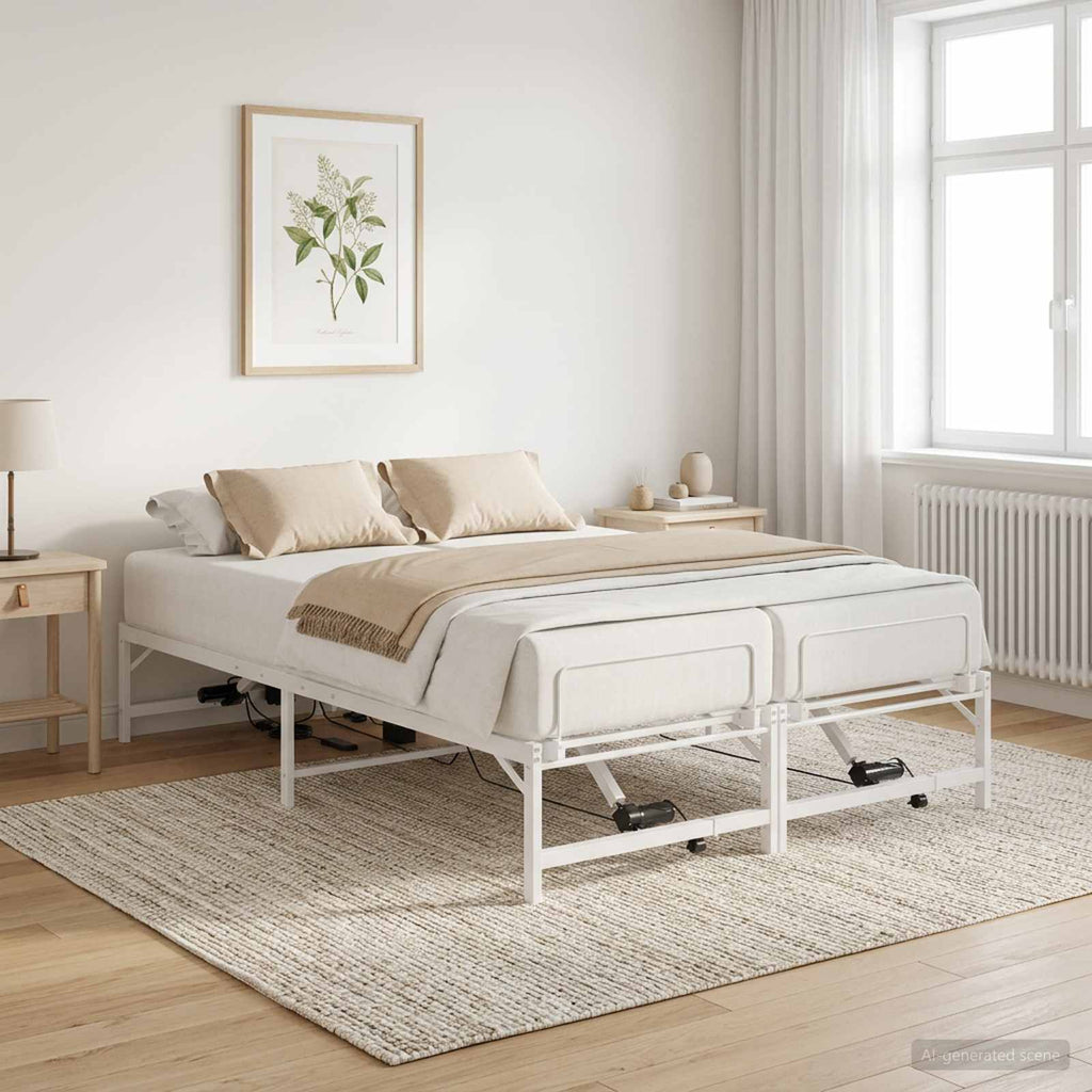 vidaXL Elektro Regulowany Stelaż Łóżka Biały 140 x 200 cm Stal