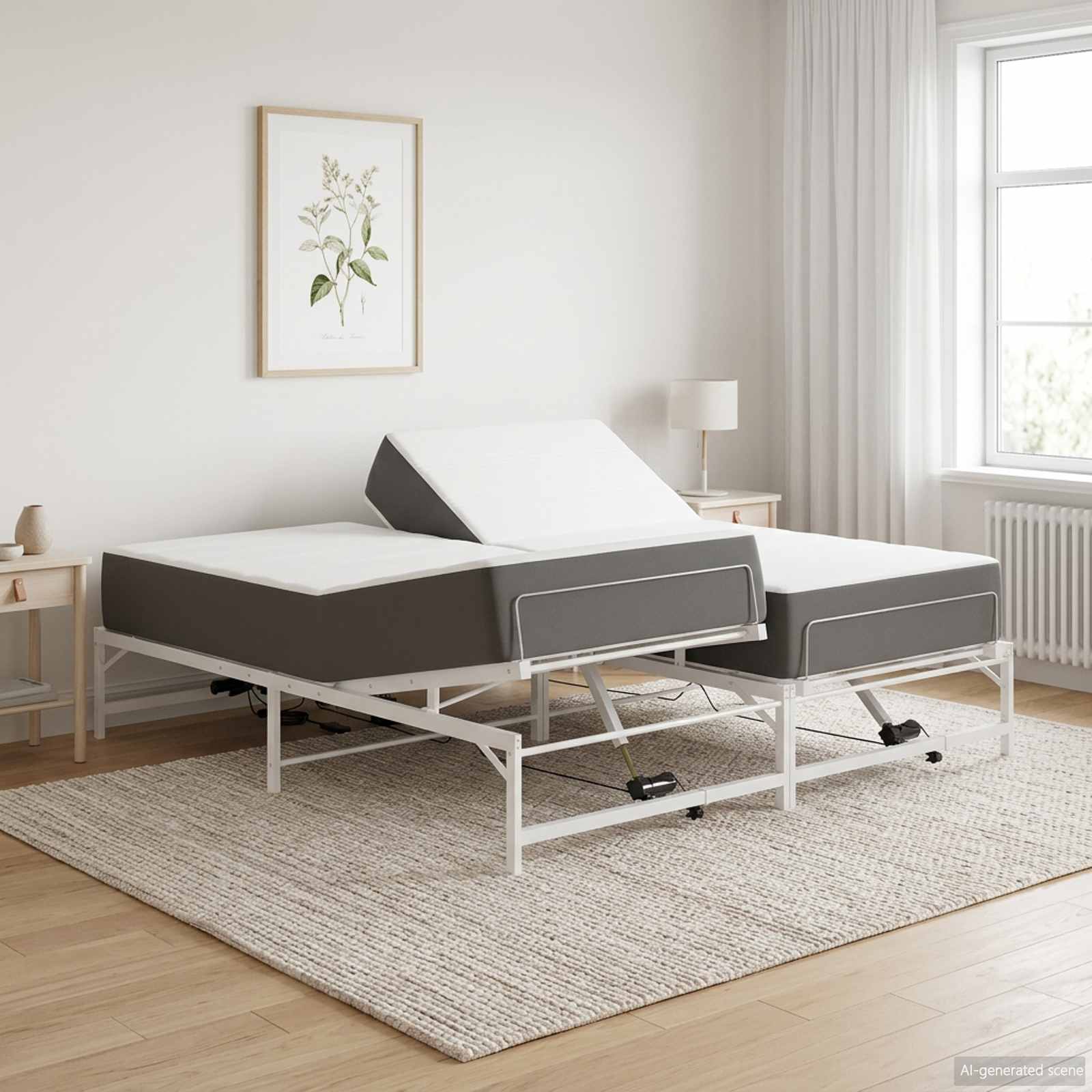 vidaXL Elektro Regulowany Stelaż Łóżka Biały 90 x 213 cm Stal