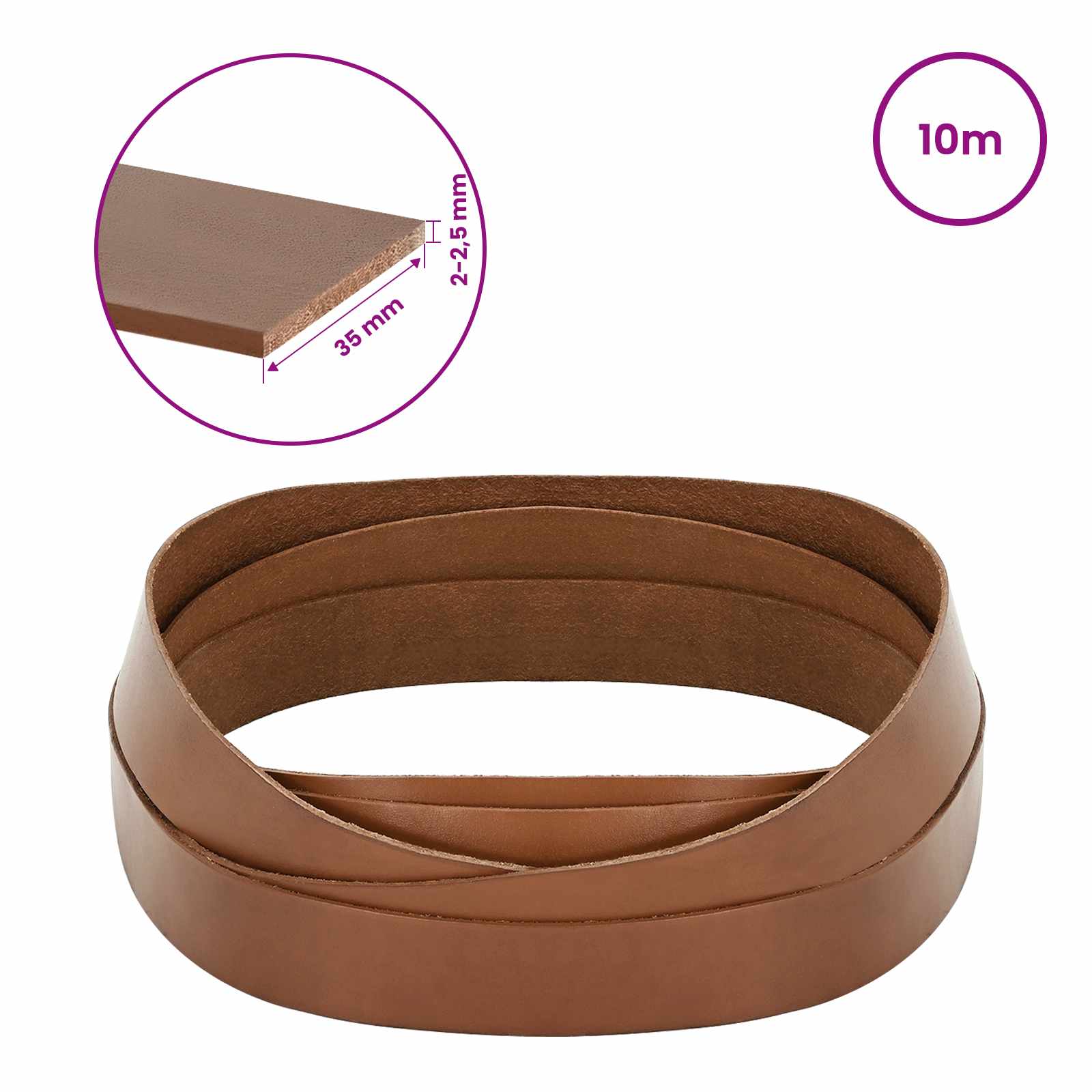 vidaXL Skórzany pasek brązowy 1000 x 3,5 cm Skóra