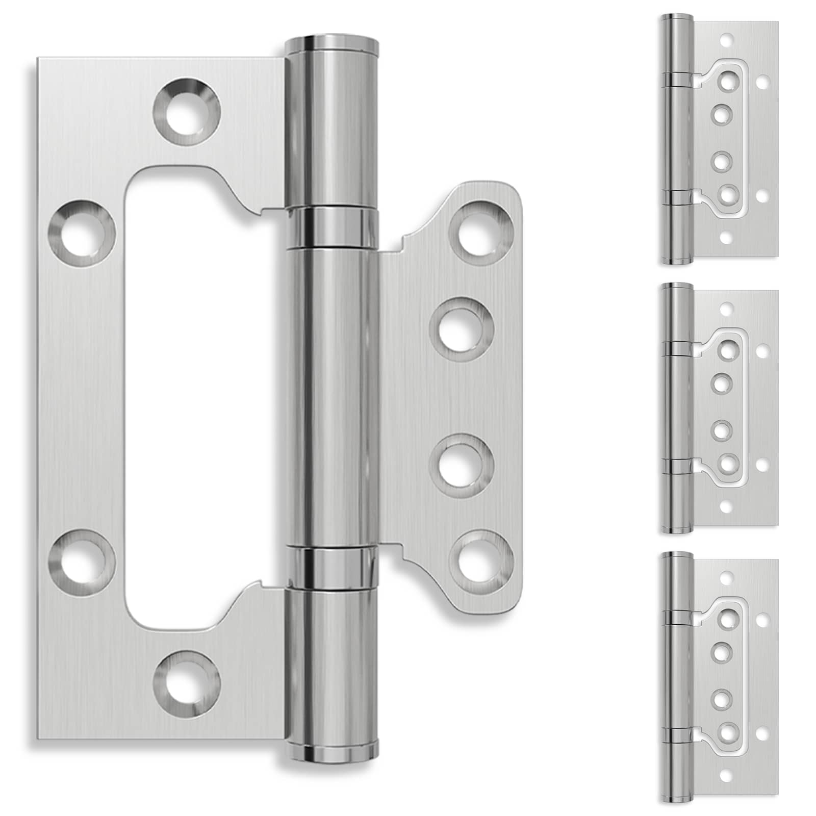 vidaXL Zawias 4 szt. 100 x 75 x 13 mm srebrny Stal