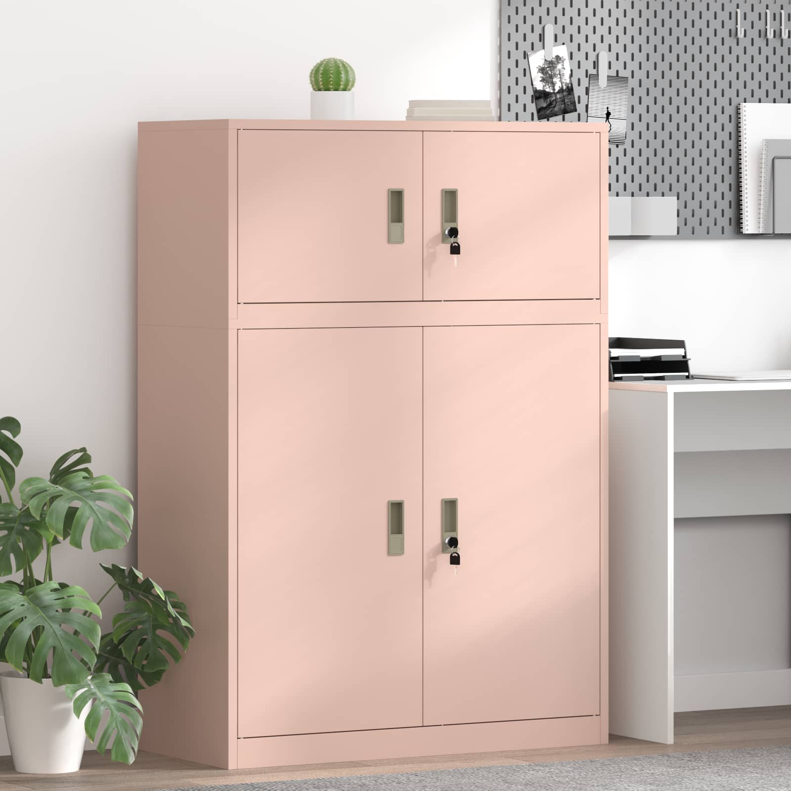 vidaXL Szafka do przechowywania 2 szt. Różowy 90 x 40 x 130 cm Stal