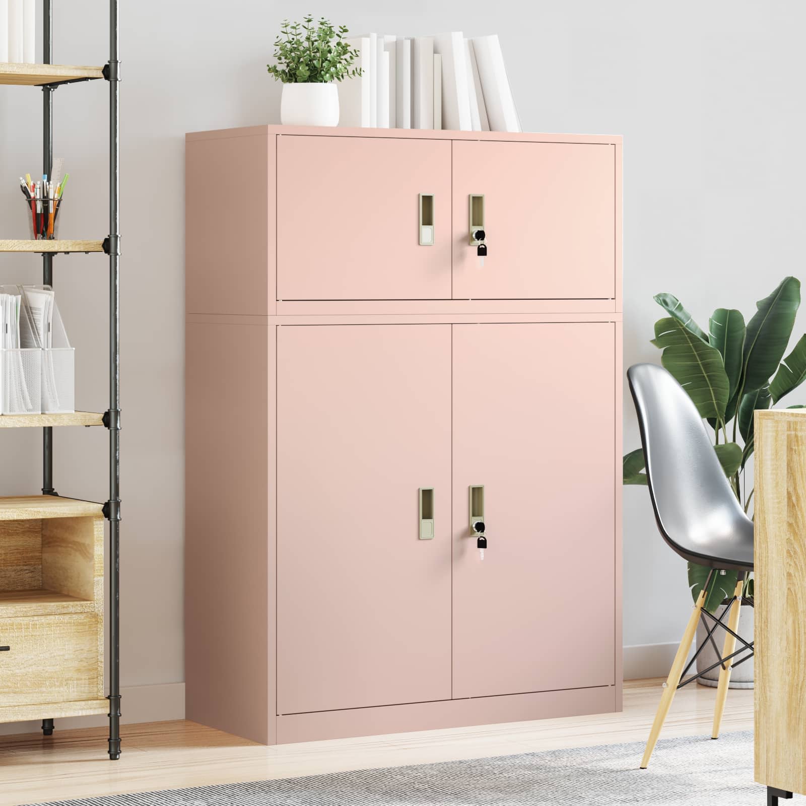 vidaXL Szafka do przechowywania 2 szt. Różowy 90 x 40 x 130 cm Stal
