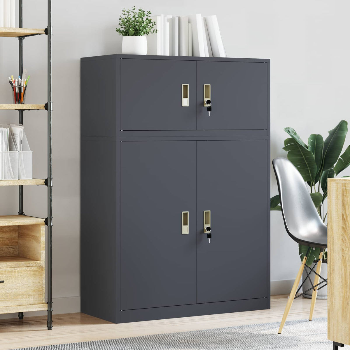 vidaXL Szafka do przechowywania 2 szt. Antracyt 90 x 40 x 130 cm Stal