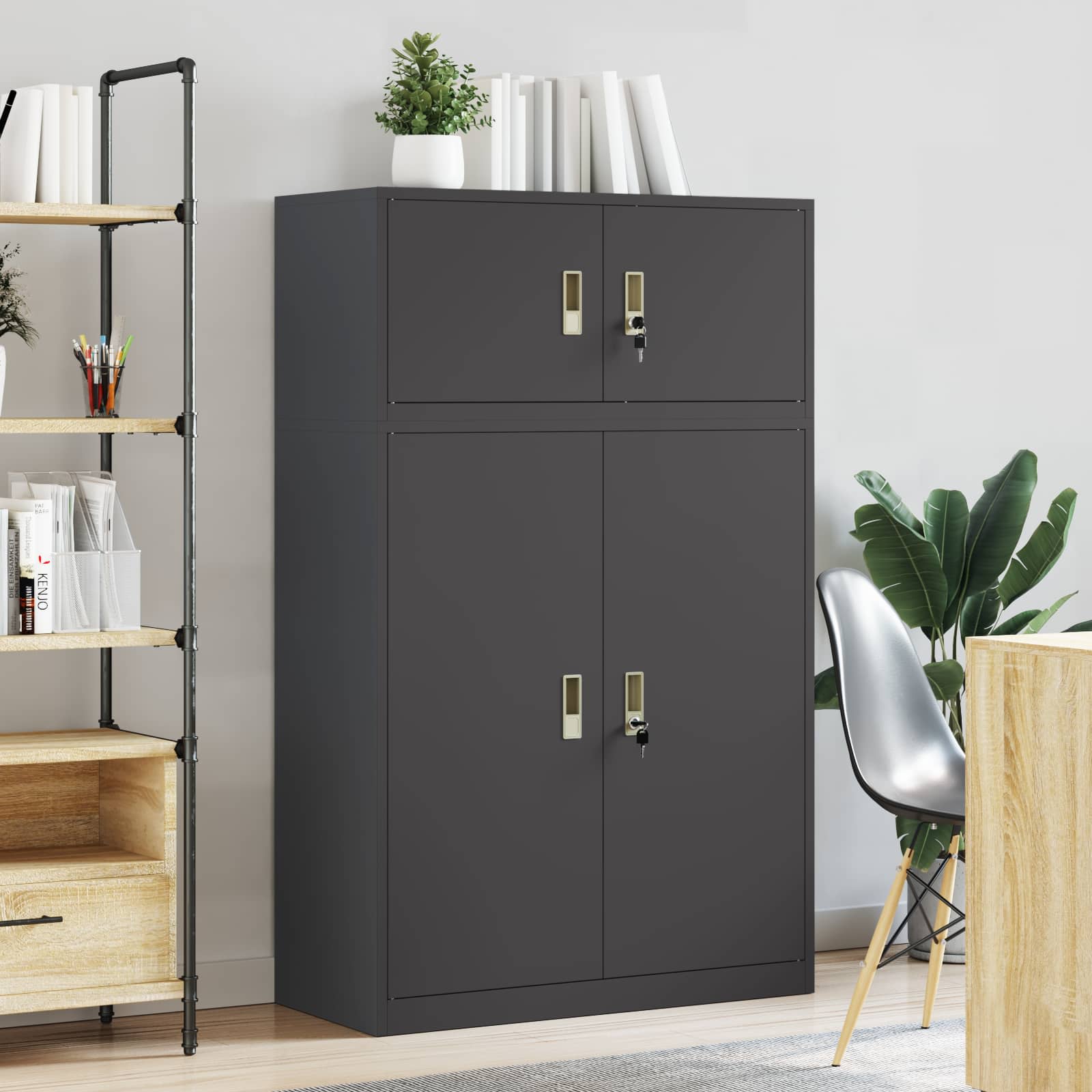vidaXL Szafka do przechowywania 2 szt. Czarny 90 x 40 x 145 cm Stal