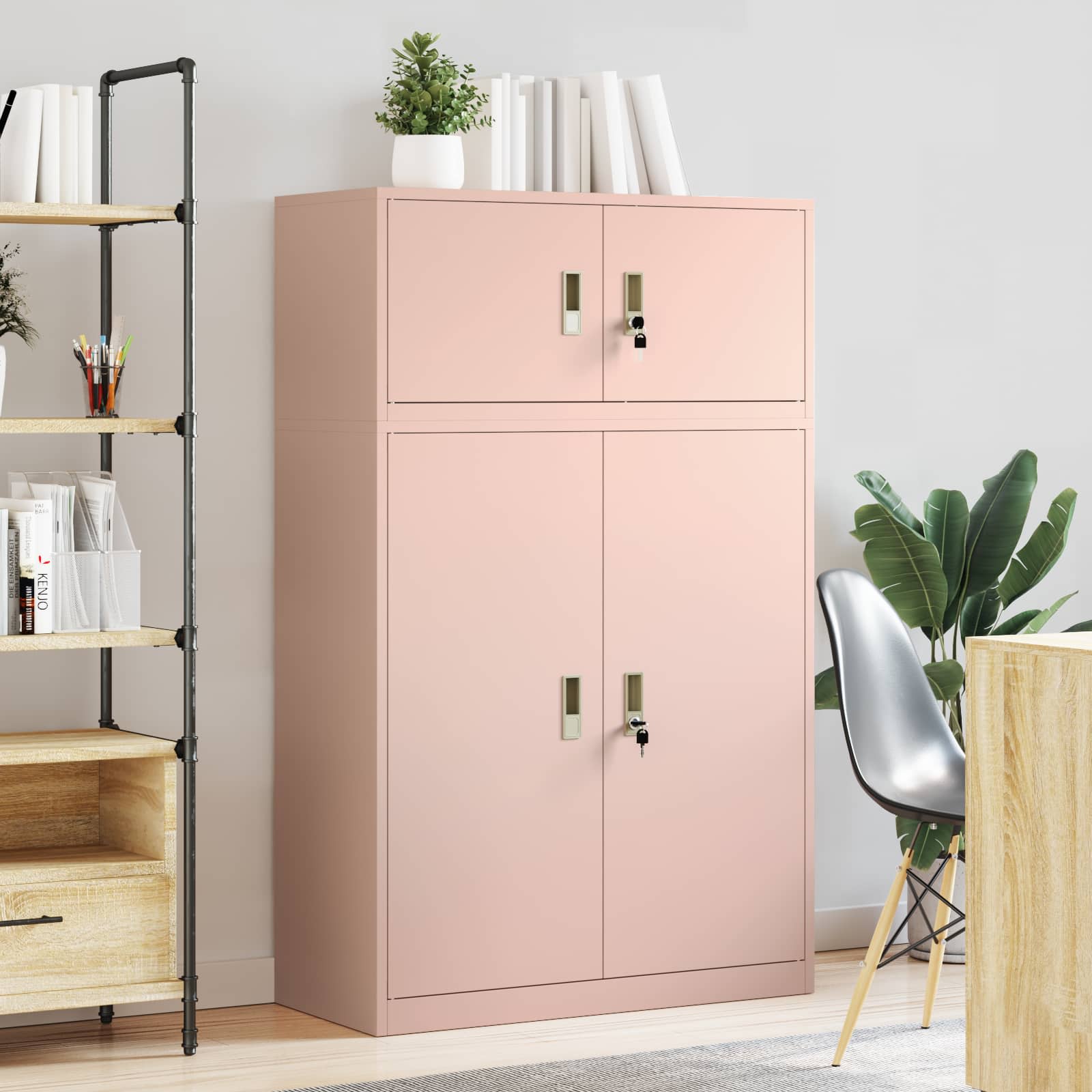 vidaXL Szafka do przechowywania 2 szt. Różowy 90 x 40 x 145 cm Stal