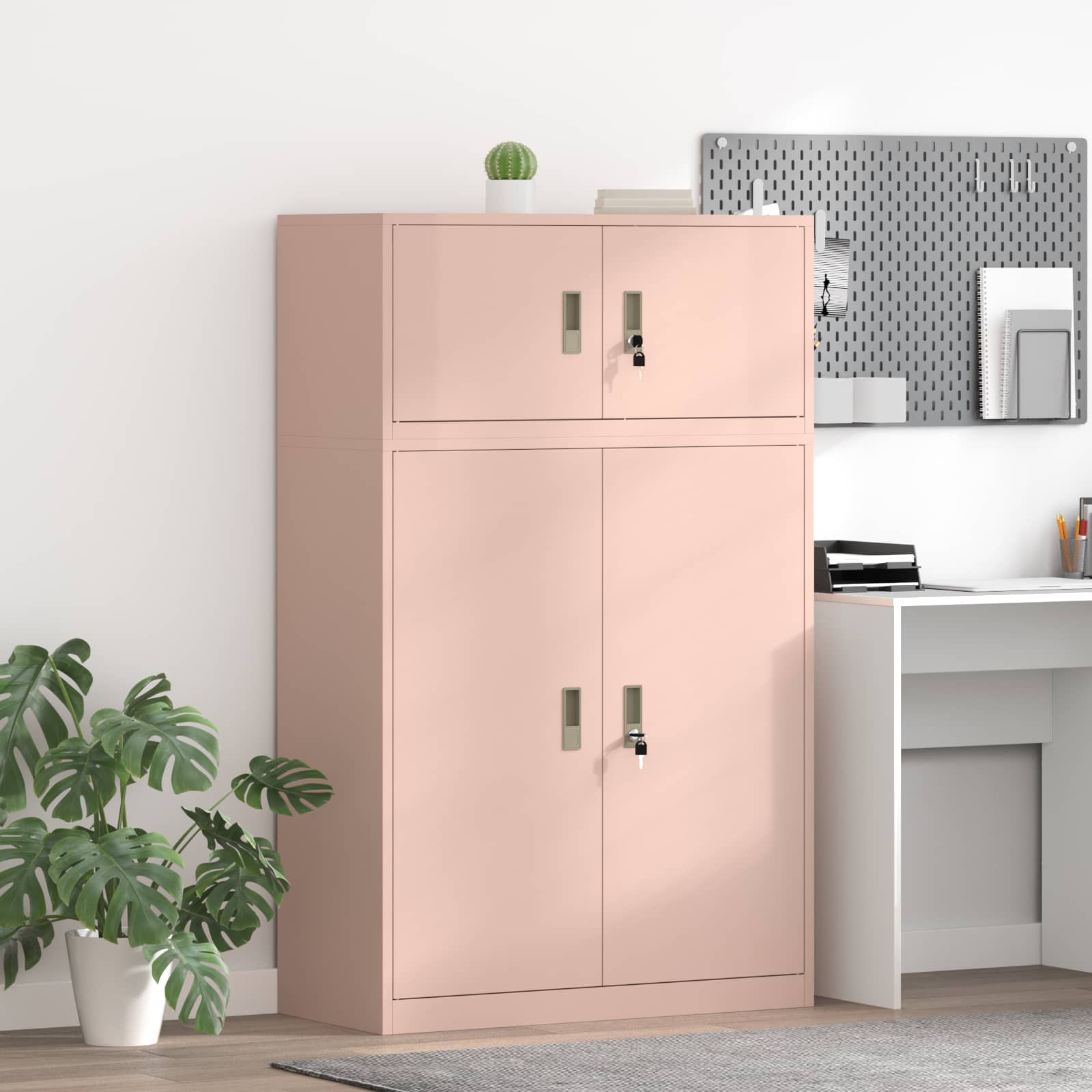 vidaXL Szafka do przechowywania 2 szt. Różowy 90 x 40 x 145 cm Stal
