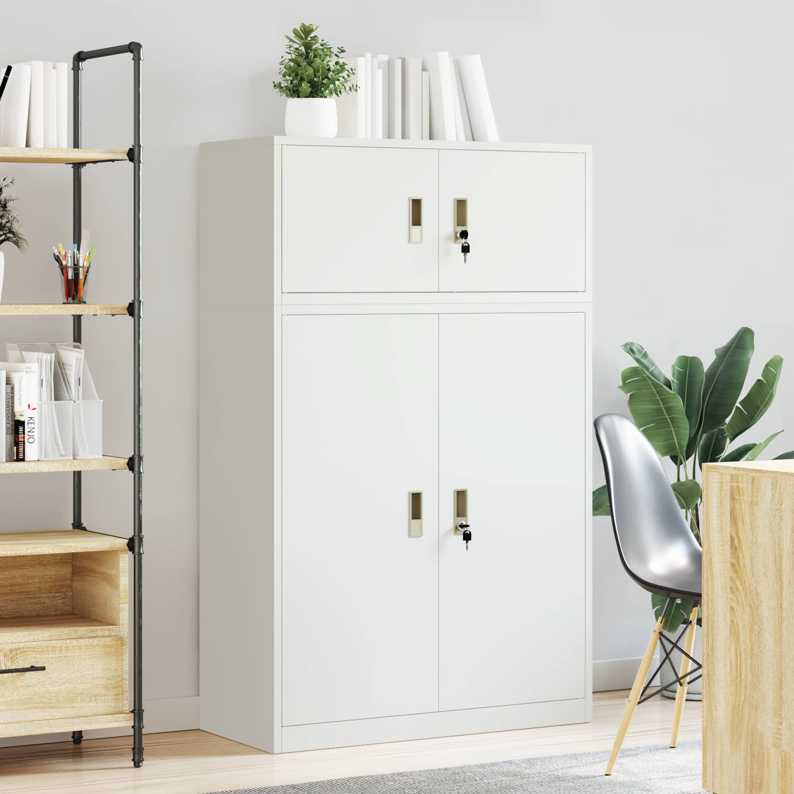 vidaXL Szafka do przechowywania 2 szt. Biały 90 x 40 x 145 cm Stal