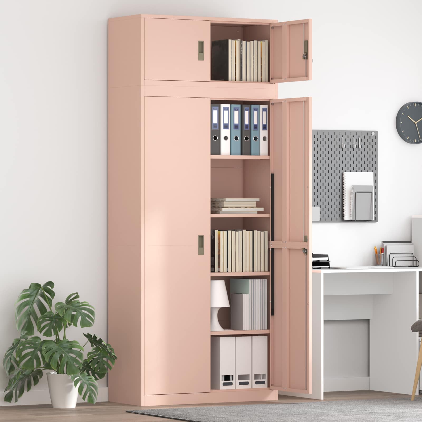 vidaXL Szafka do przechowywania 2 szt. Różowy 90 x 40 x 220 cm Stal