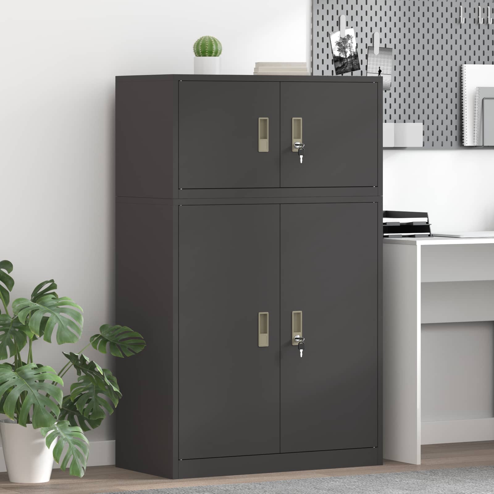 vidaXL Szafka do przechowywania 2 szt. Czarny 80 x 40 x 130 cm Stal