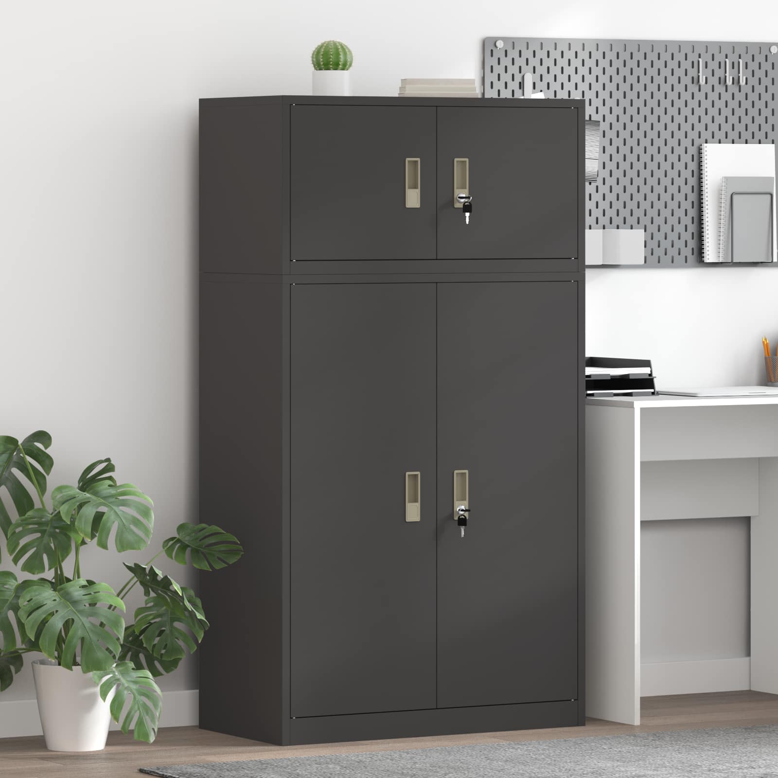 vidaXL Szafka do przechowywania 2 szt. Czarny 80 x 40 x 145 cm Stal