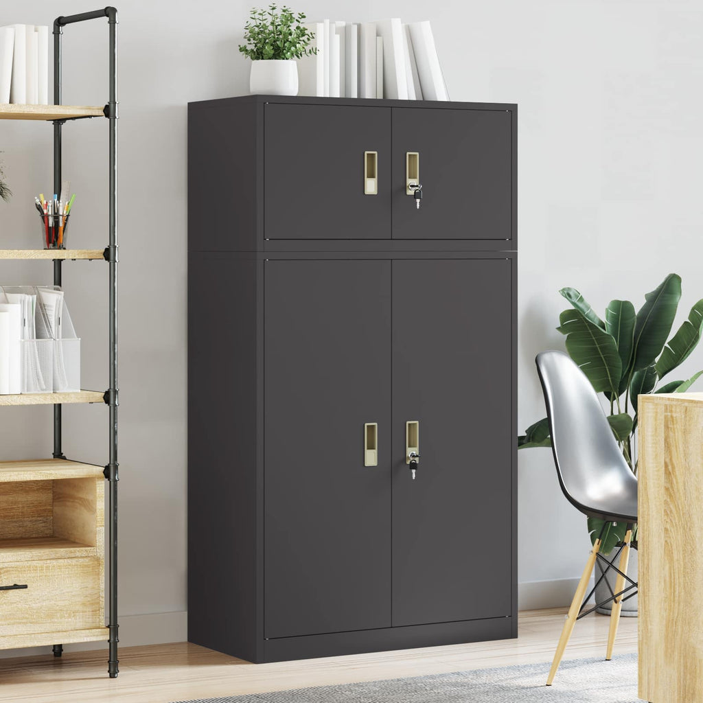 vidaXL Szafka do przechowywania 2 szt. Czarny 80 x 40 x 145 cm Stal