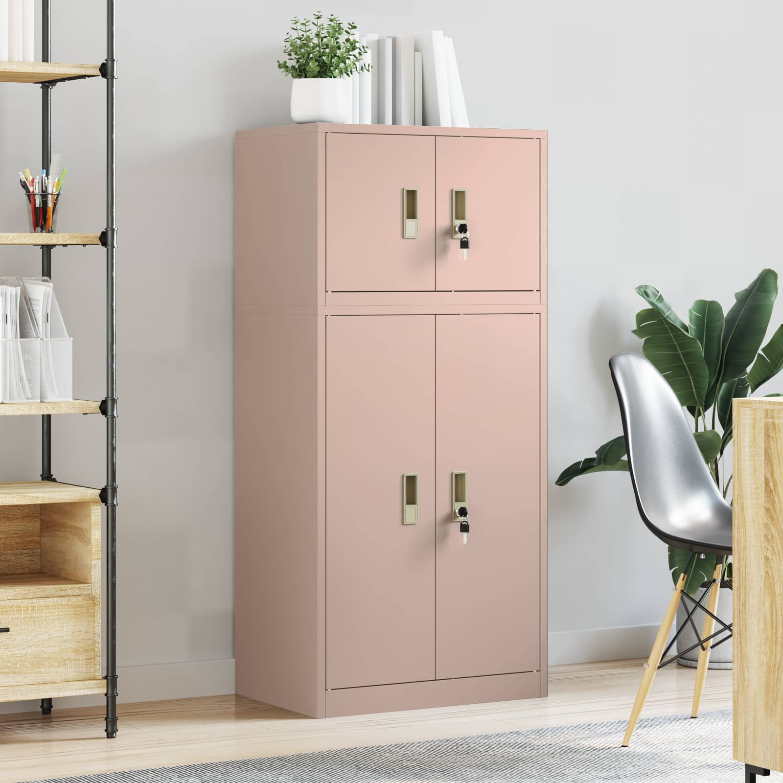 vidaXL Szafka do przechowywania 2 szt. Różowy 60 x 40 x 130 cm Stal