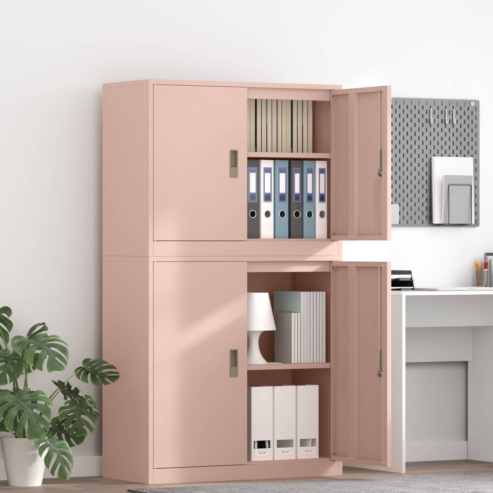 vidaXL Szafka do przechowywania 2 szt. różowy 90 x 40 x 160 cm Stal