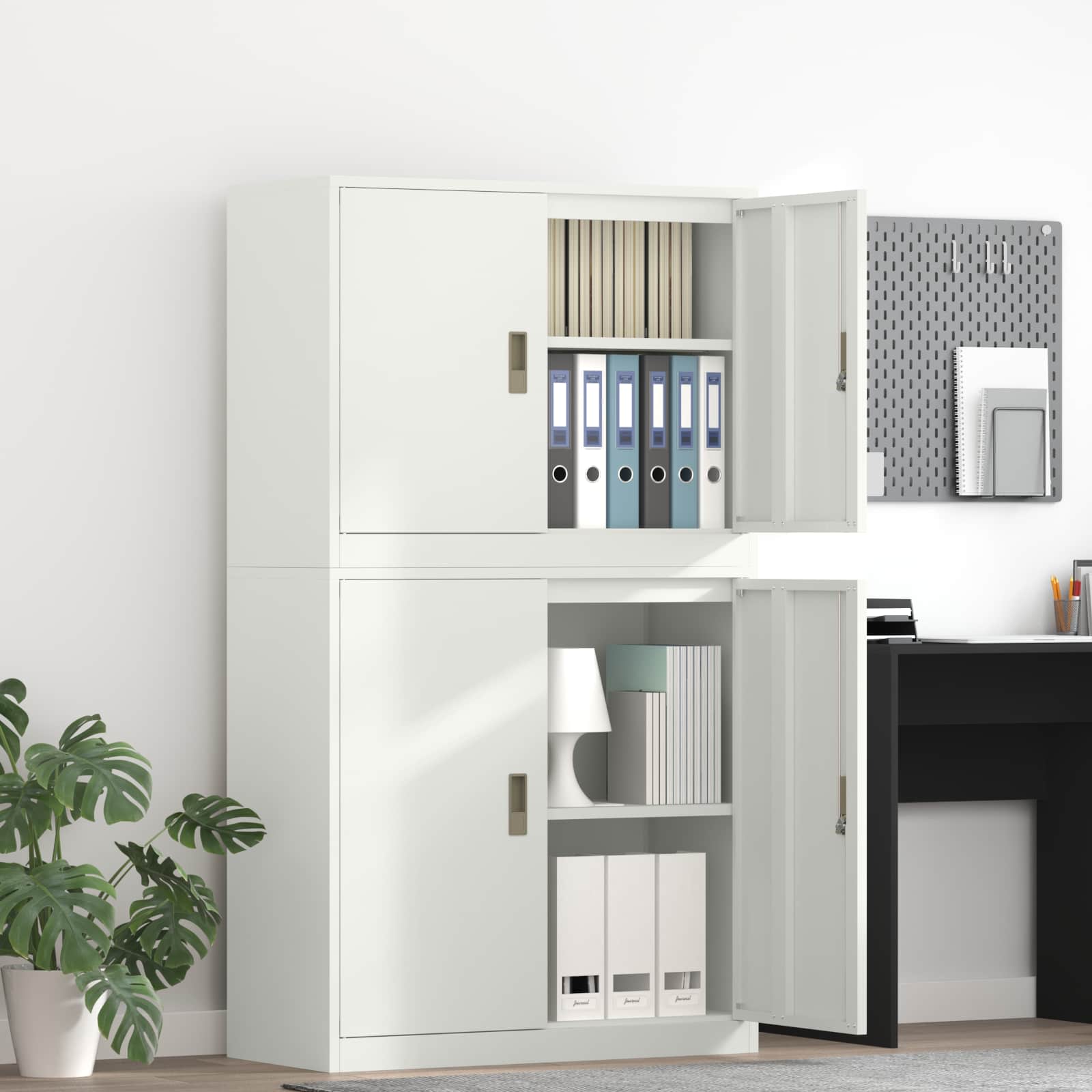 vidaXL Szafka do przechowywania 2 szt. Biały 90 x 40 x 160 cm Stal