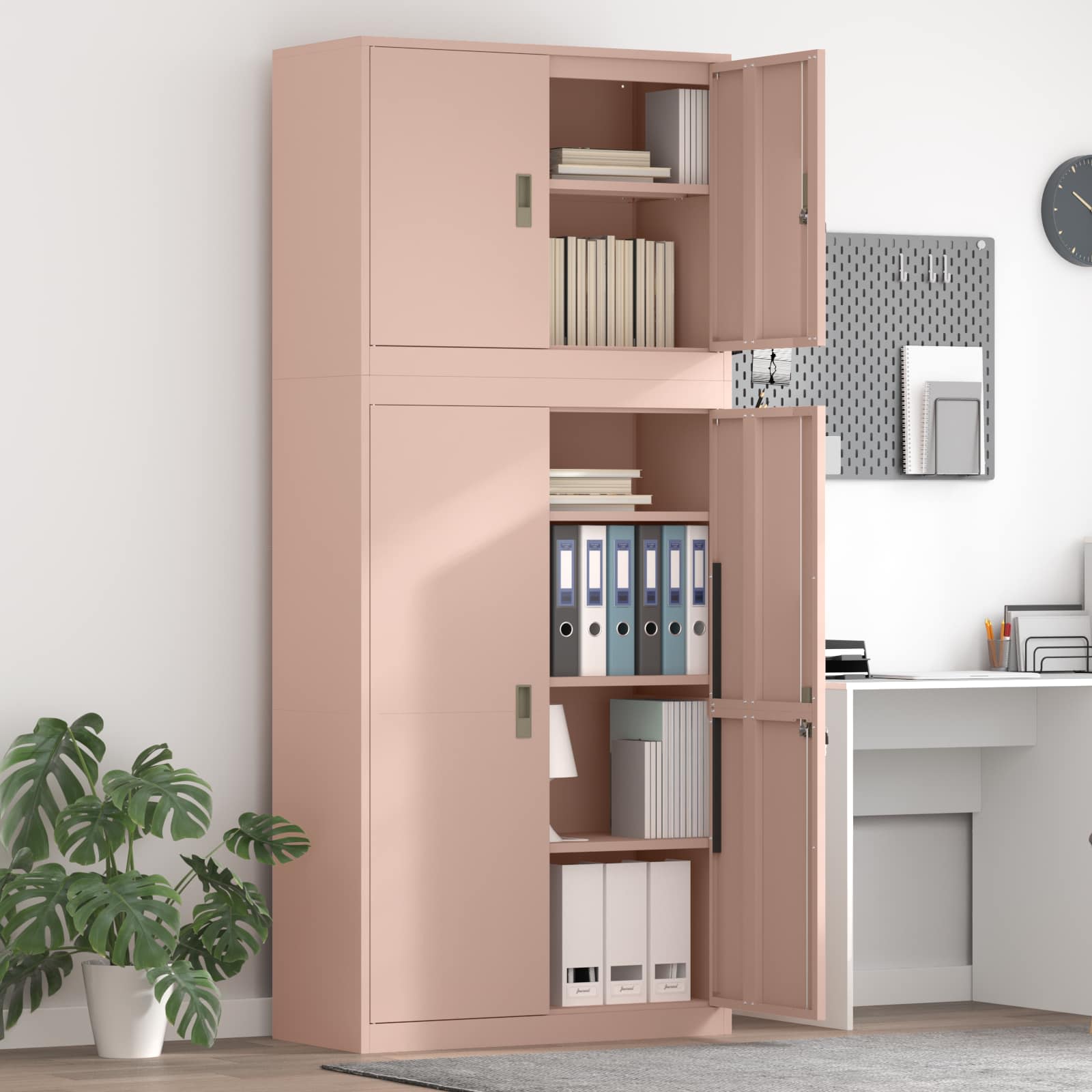 vidaXL Szafka do przechowywania 2 szt. różowy 90 x 40 x 210 cm Stal
