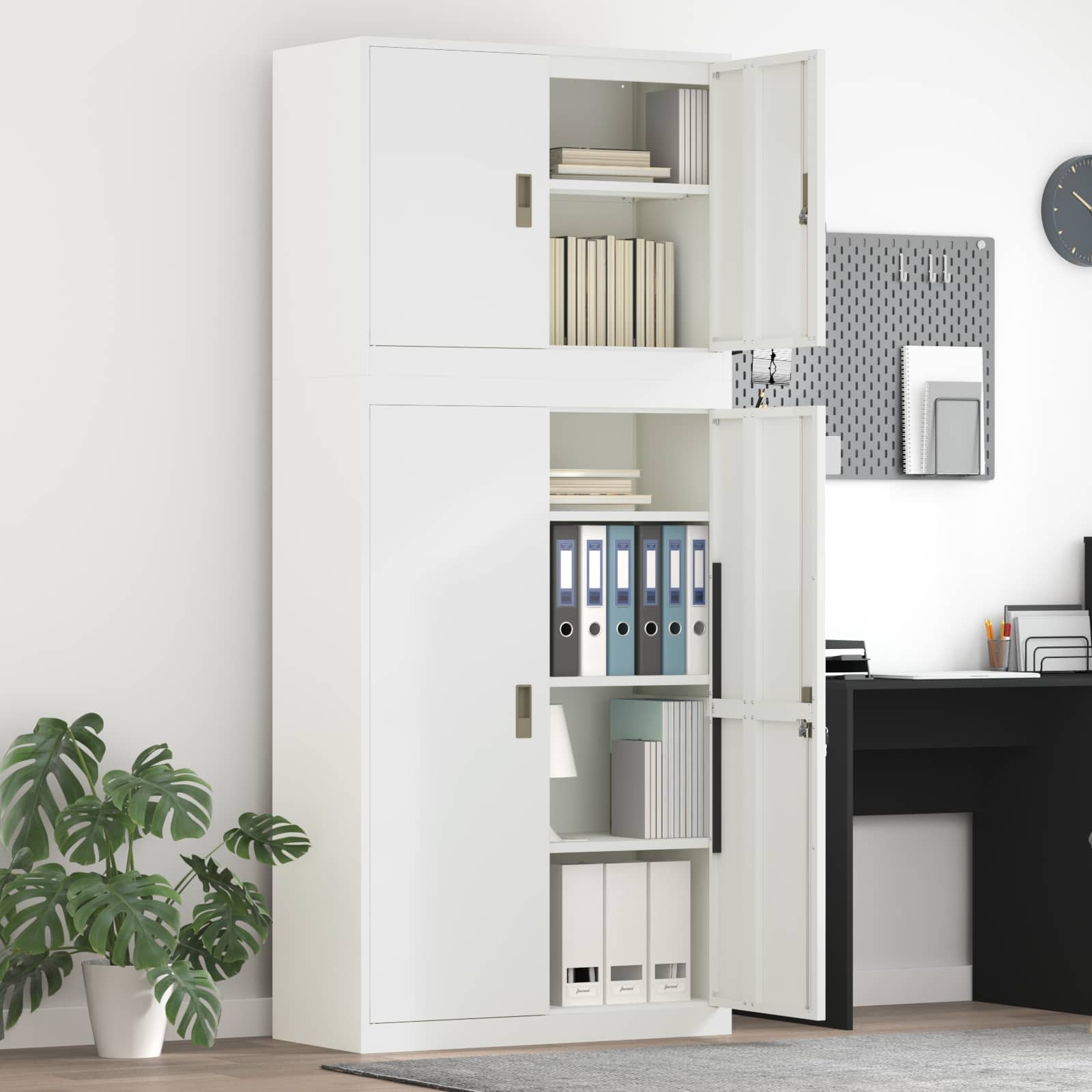 vidaXL Szafka do przechowywania 2 szt. Biały 90 x 40 x 210 cm Stal