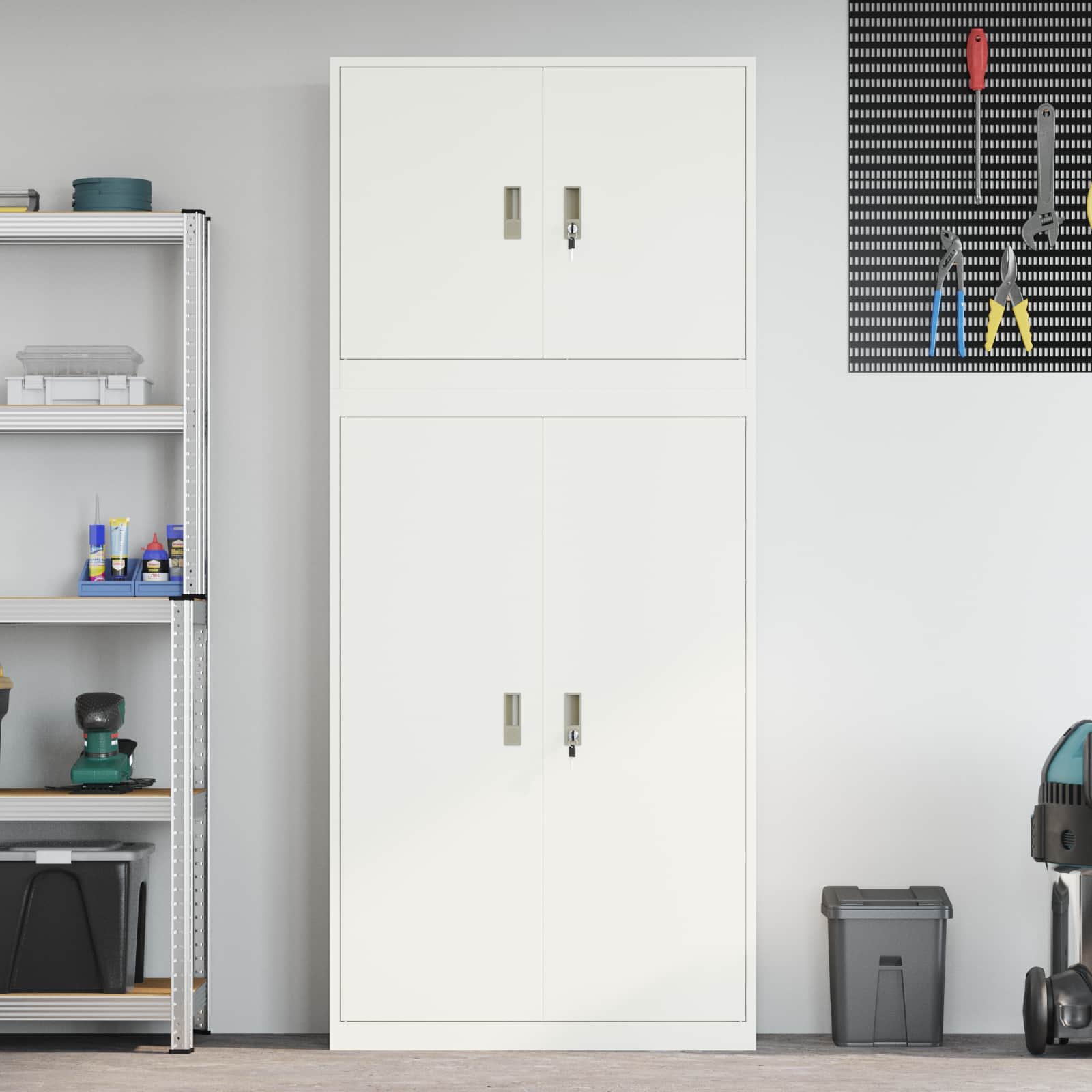 vidaXL Szafka do przechowywania 2 szt. Biały 90 x 40 x 210 cm Stal