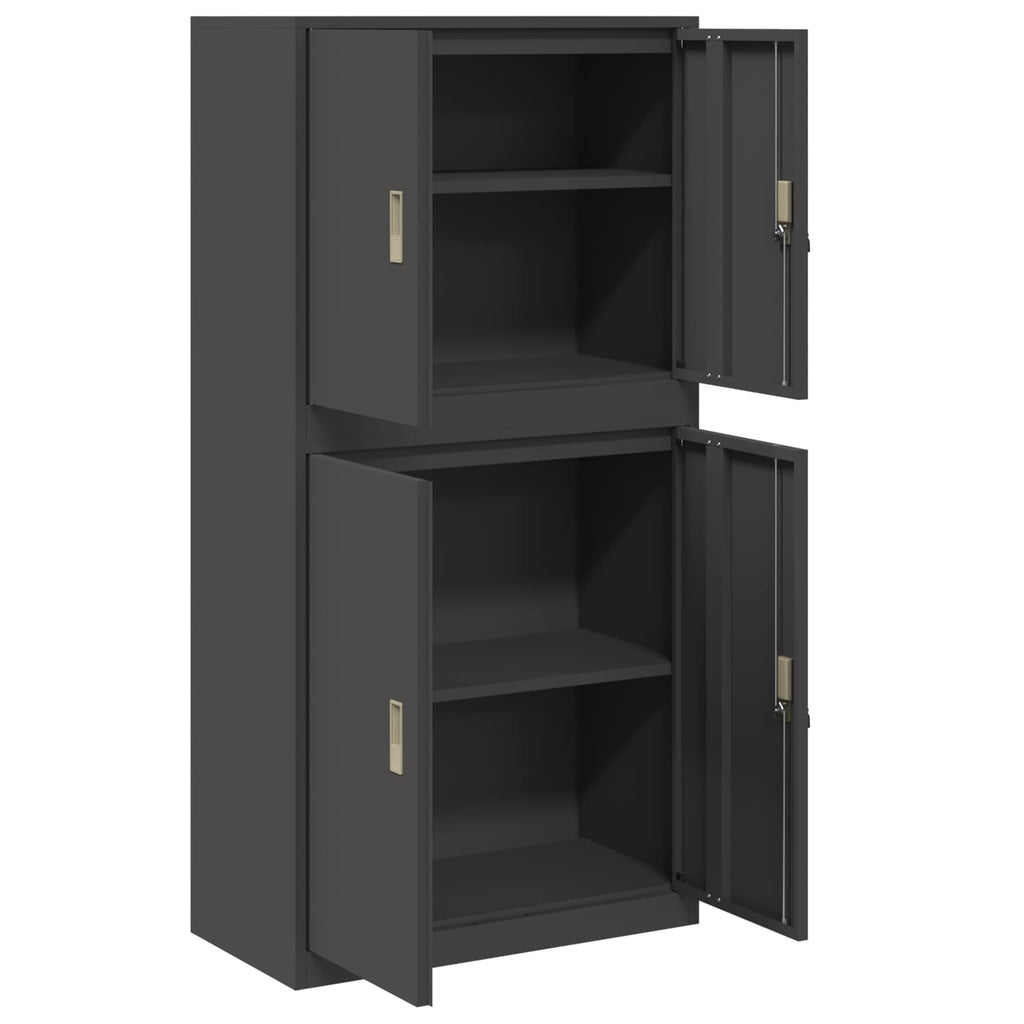 vidaXL Szafka do przechowywania 2 szt. Czarny 80 x 40 x 160 cm Stal
