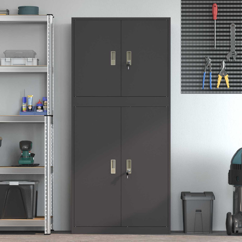 vidaXL Szafka do przechowywania 2 szt. Czarny 80 x 40 x 175 cm Stal