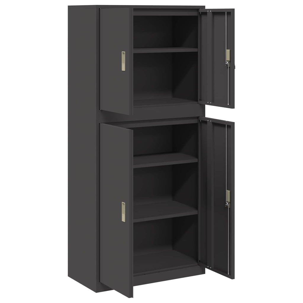 vidaXL Szafka do przechowywania 2 szt. Czarny 80 x 40 x 175 cm Stal