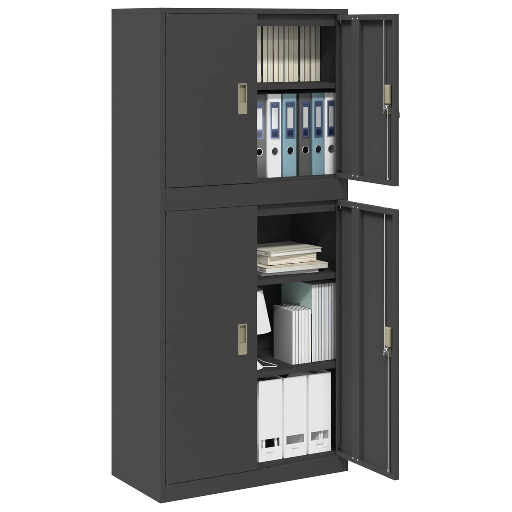 vidaXL Szafka do przechowywania 2 szt. Czarny 80 x 40 x 175 cm Stal