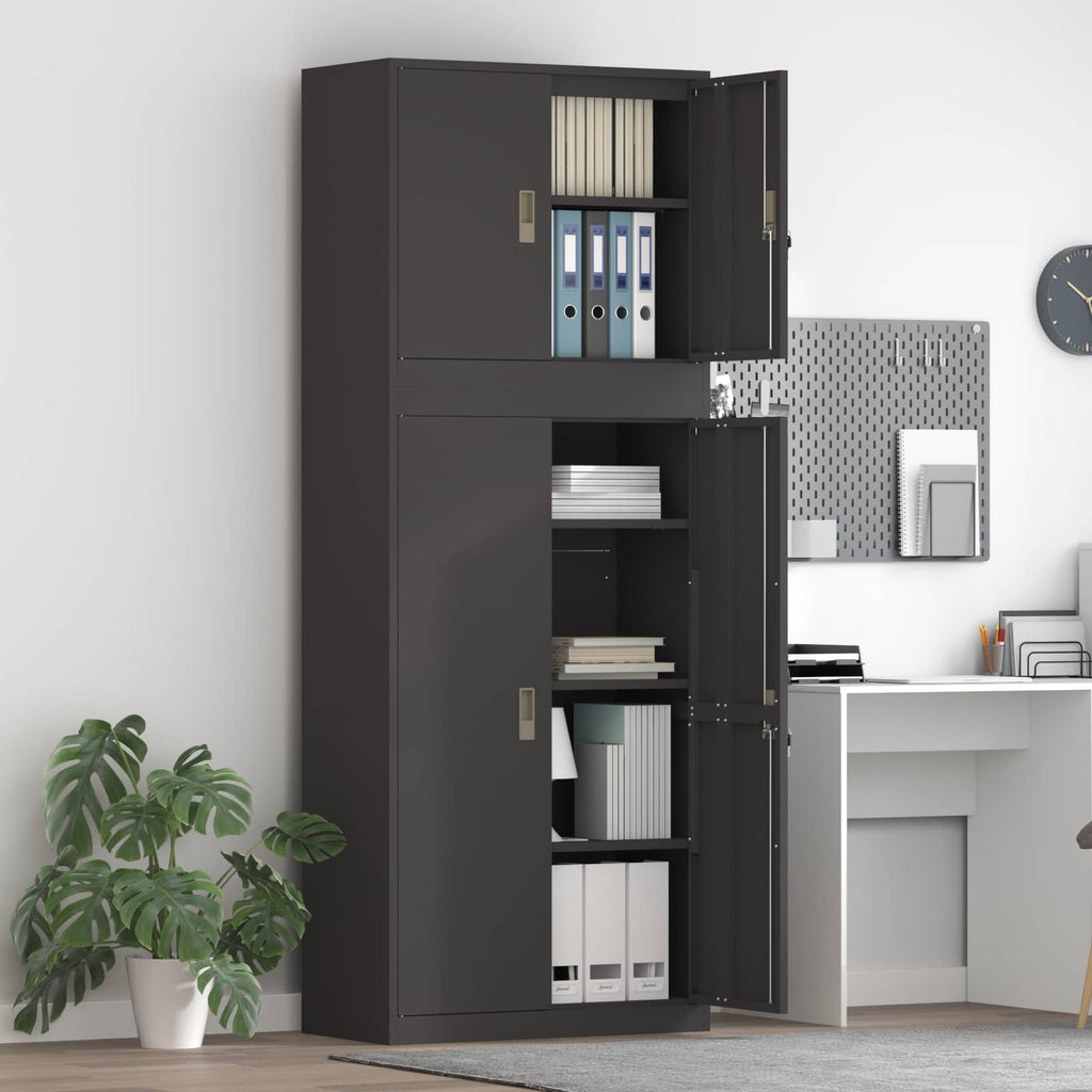 vidaXL Szafka do przechowywania 2 szt. Czarny 80 x 40 x 210 cm Stal