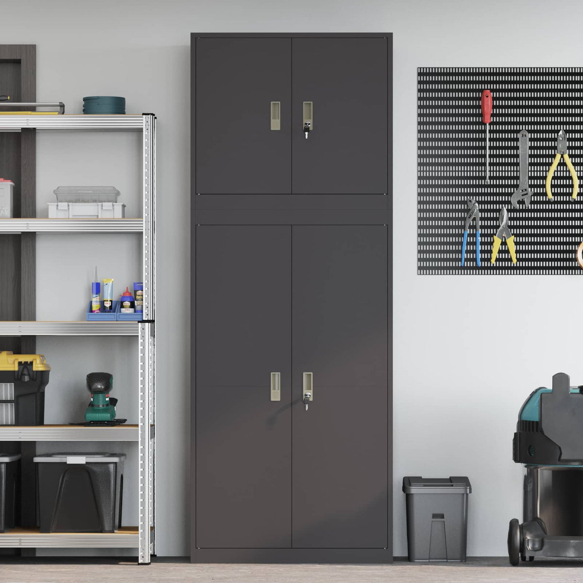 vidaXL Szafka do przechowywania 2 szt. Czarny 80 x 40 x 210 cm Stal