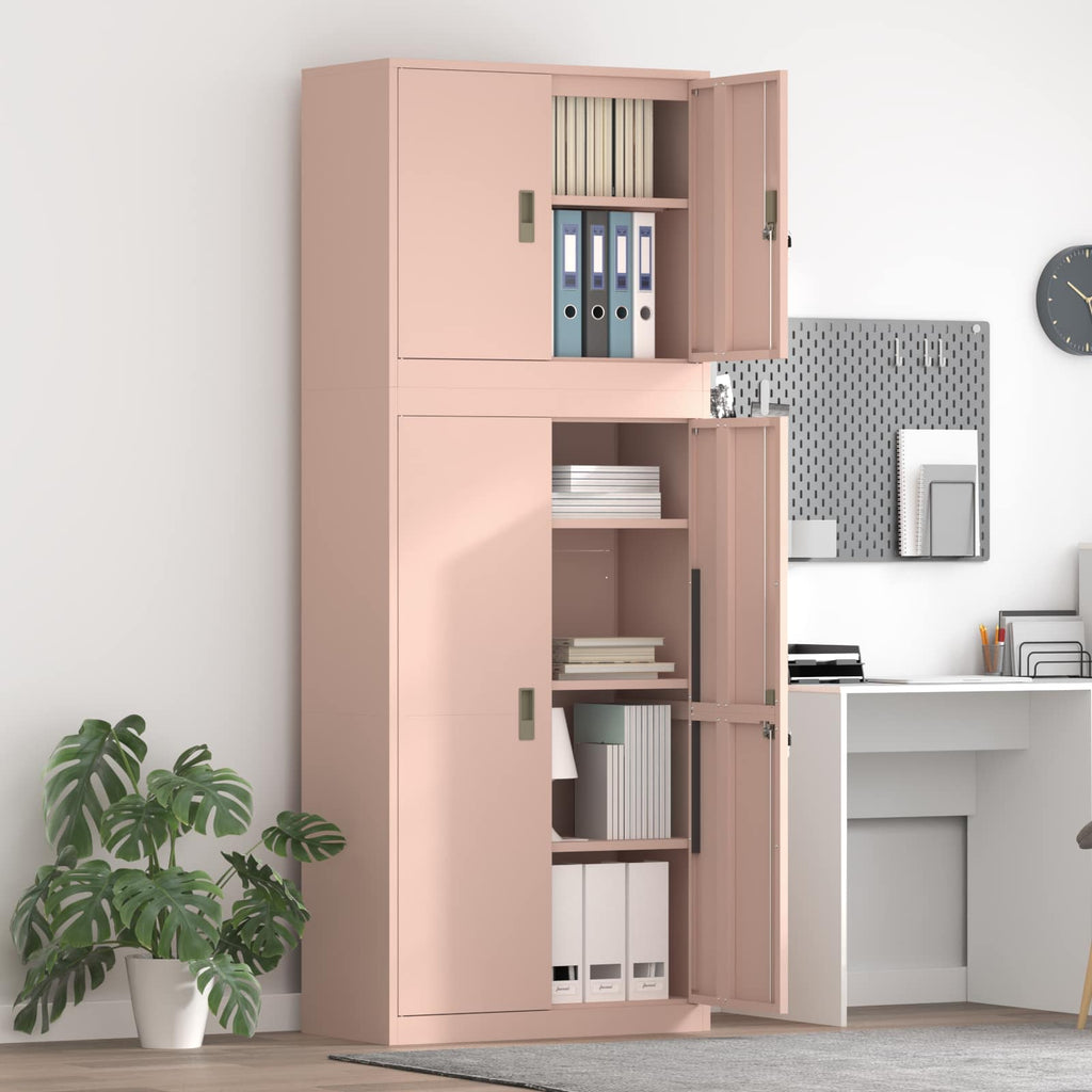 vidaXL Szafka do przechowywania 2 szt. różowy 80 x 40 x 210 cm Stal
