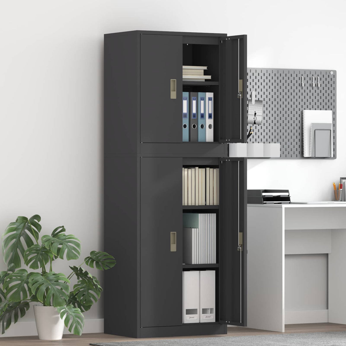 vidaXL Szafka do przechowywania 2 szt. Czarny 60 x 40 x 175 cm Stal