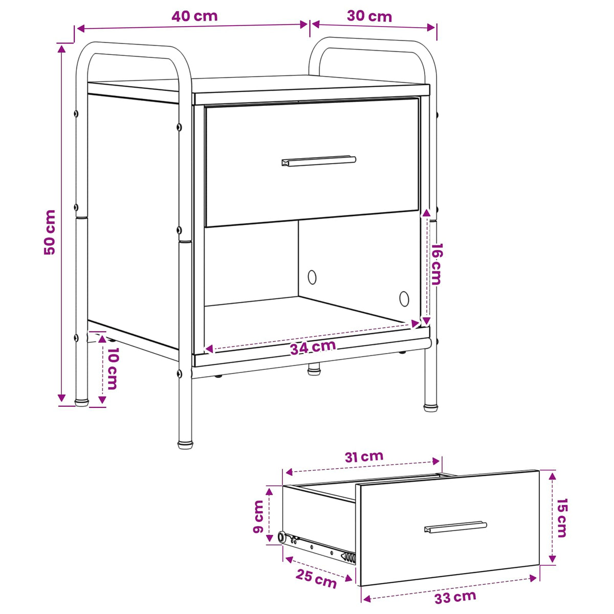 vidaXL Szafka Nocna 2 szt. dąb Sonoma 40 x 30 x 50 cm