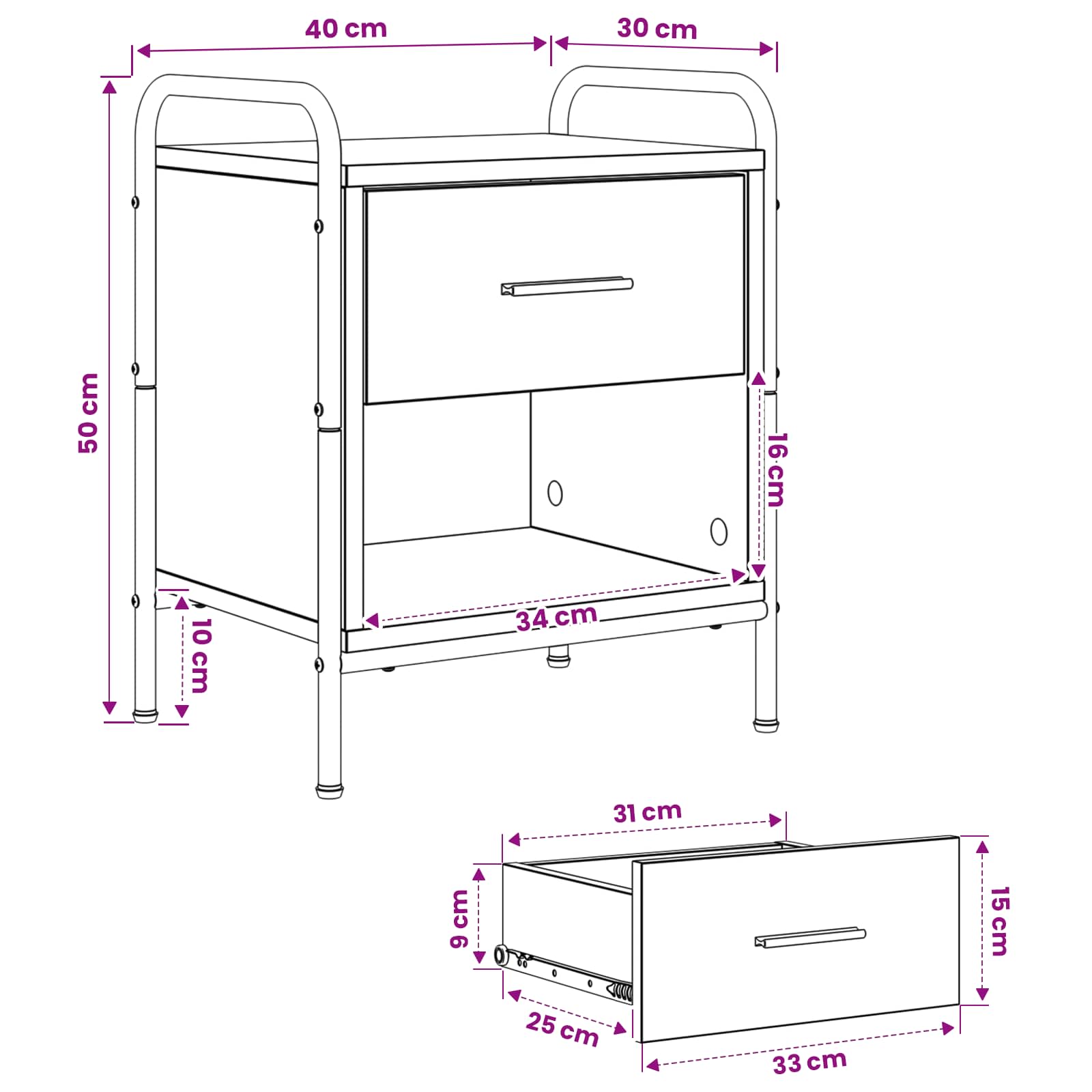 vidaXL Szafka Nocna 2 szt. Stare drewno 40 x 30 x 50 cm