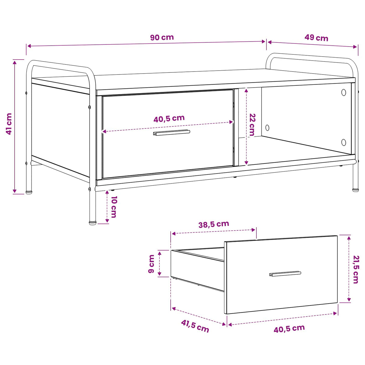 vidaXL Stolik kawowy Dąb artisan 90 x 49 x 41 cm Drewno inżynieryjne