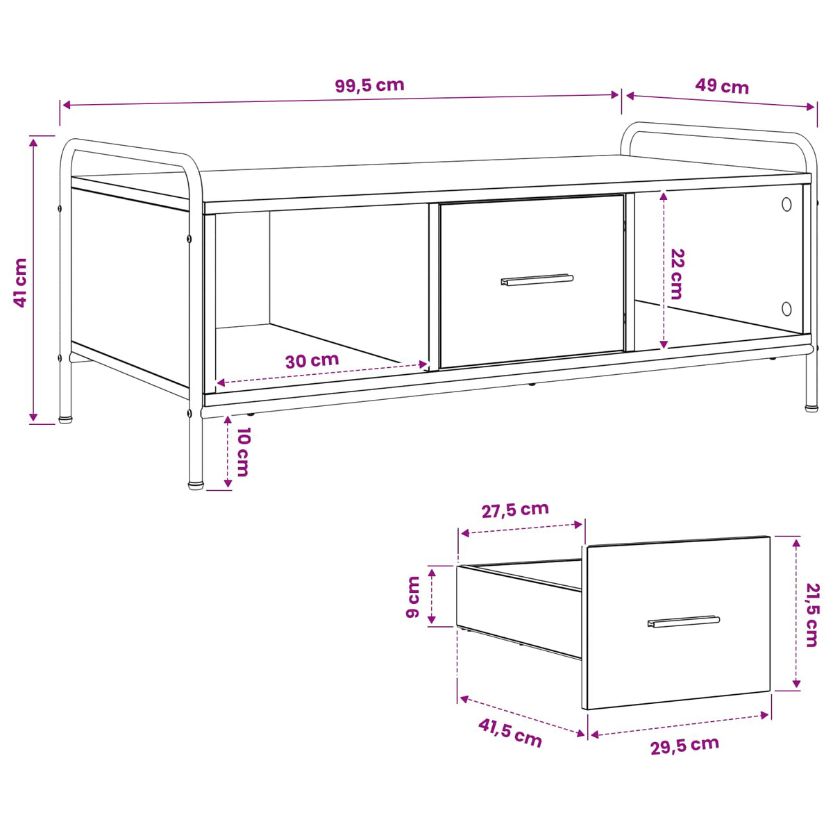 vidaXL Stolik kawowy Dąb artisan 99,5 x 49 x 41 cm Drewno inżynieryjne