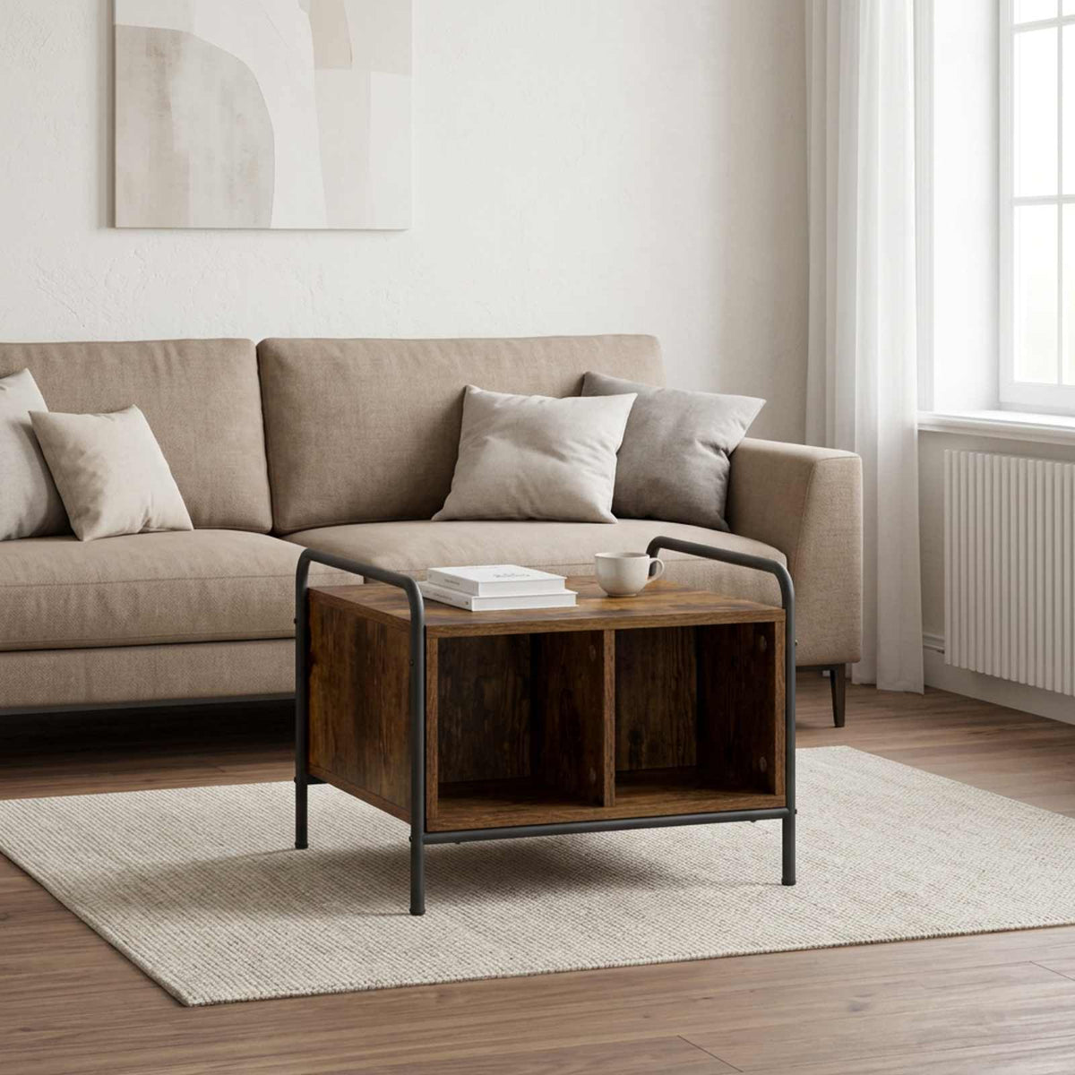 vidaXL Stolik kawowy Dąb wędzony 50 x 49 x 41 cm Drewno inżynieryjne