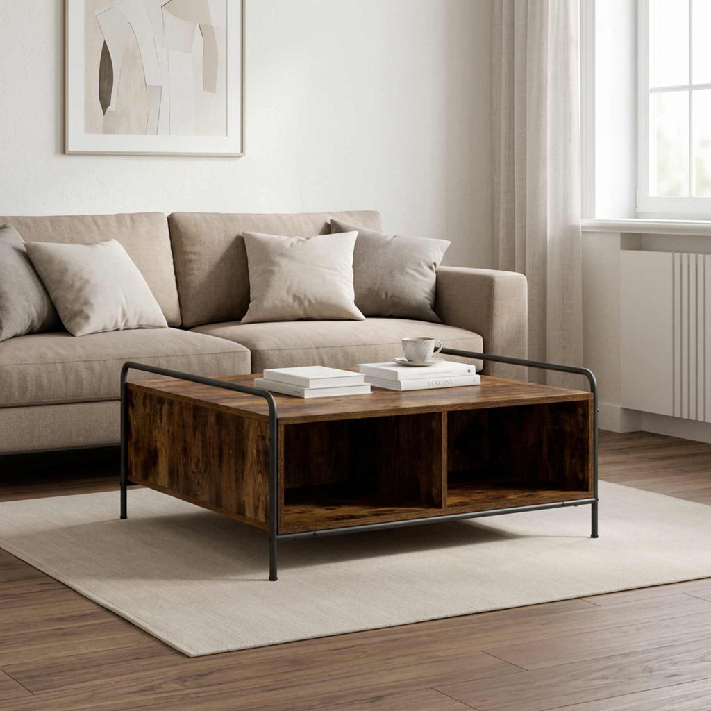 vidaXL Stolik kawowy Dąb wędzony 90 x 90 x 41 cm Drewno inżynieryjne