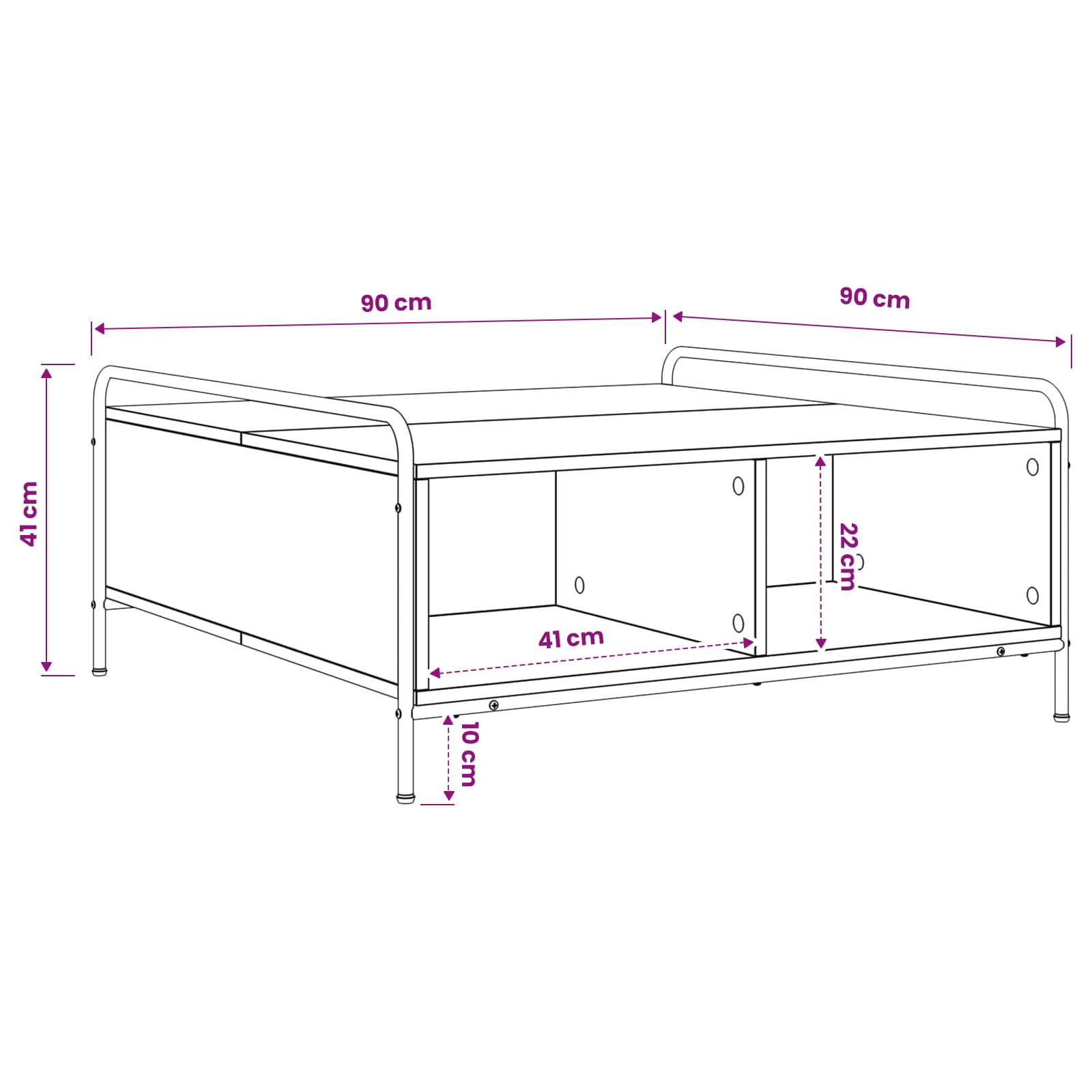 vidaXL Stolik kawowy Szary Sonoma 90 x 90 x 41 cm Drewno inżynieryjne