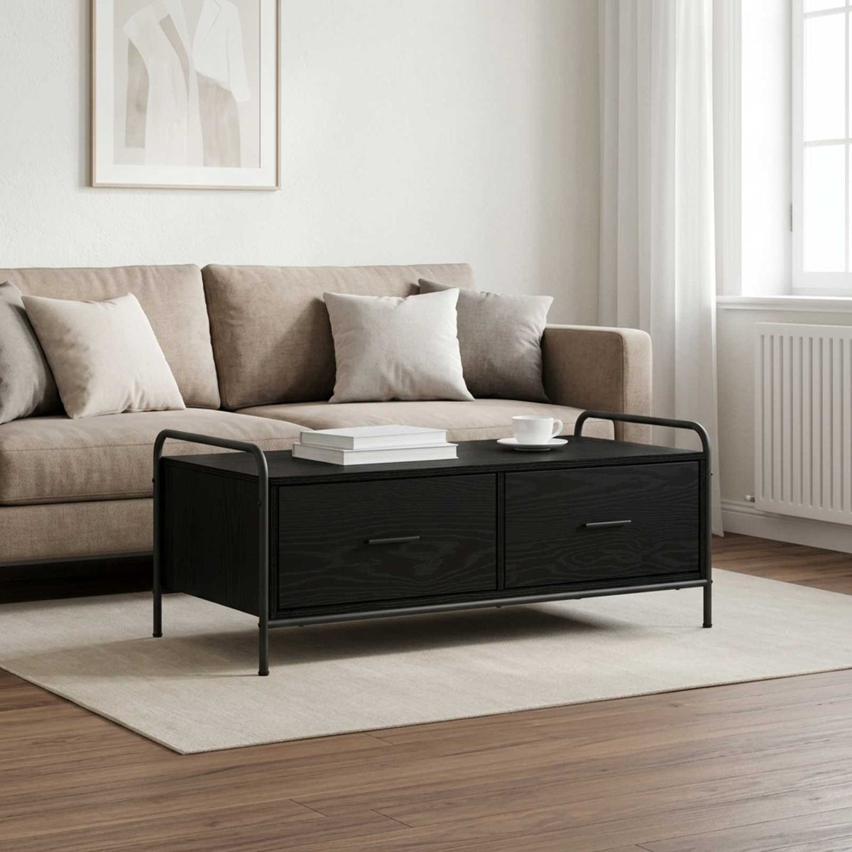 vidaXL Stolik kawowy Czarny dąb 99,5 x 49 x 41 cm Drewno inżynieryjne