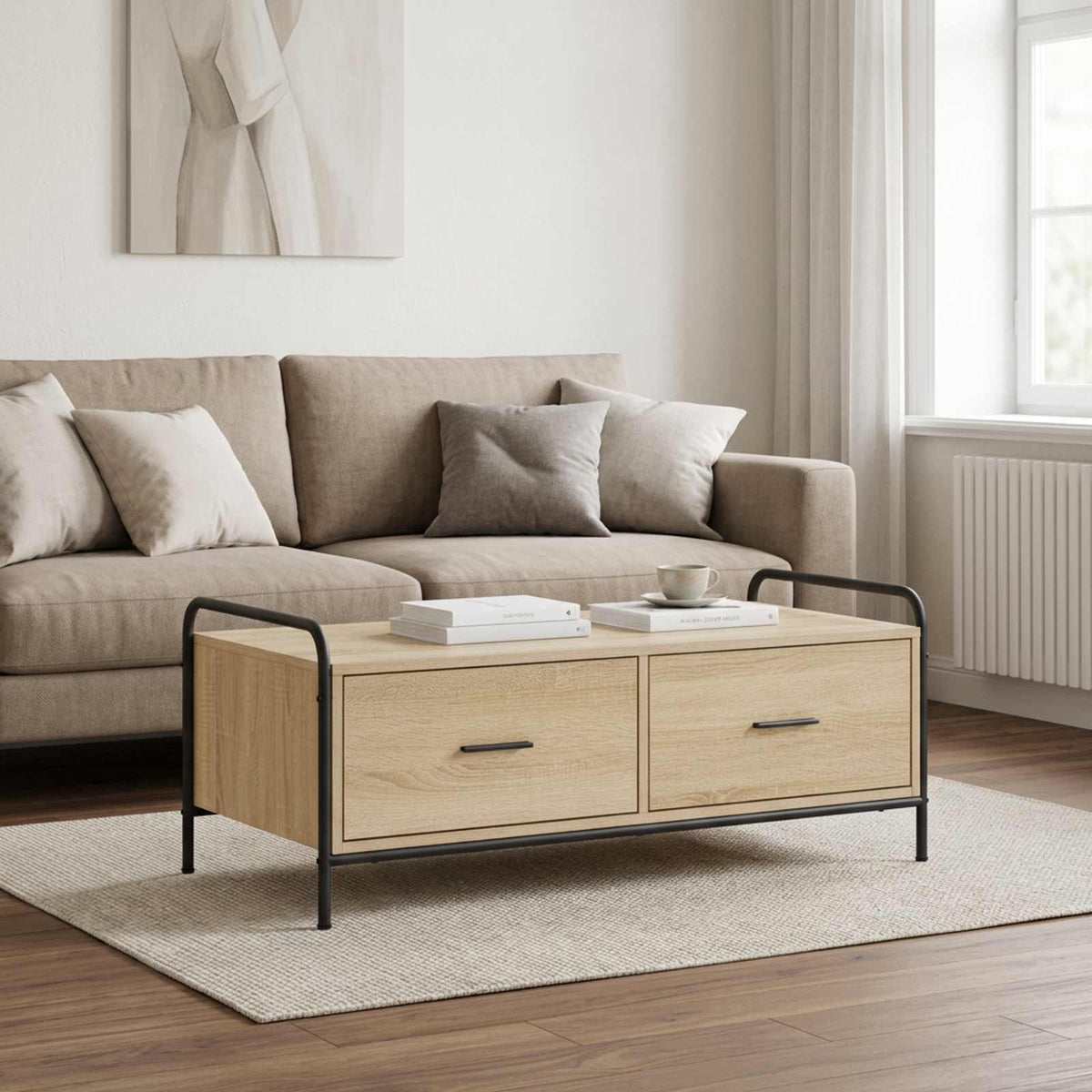vidaXL Stolik kawowy dąb Sonoma 99,5 x 49 x 41 cm Drewno inżynieryjne
