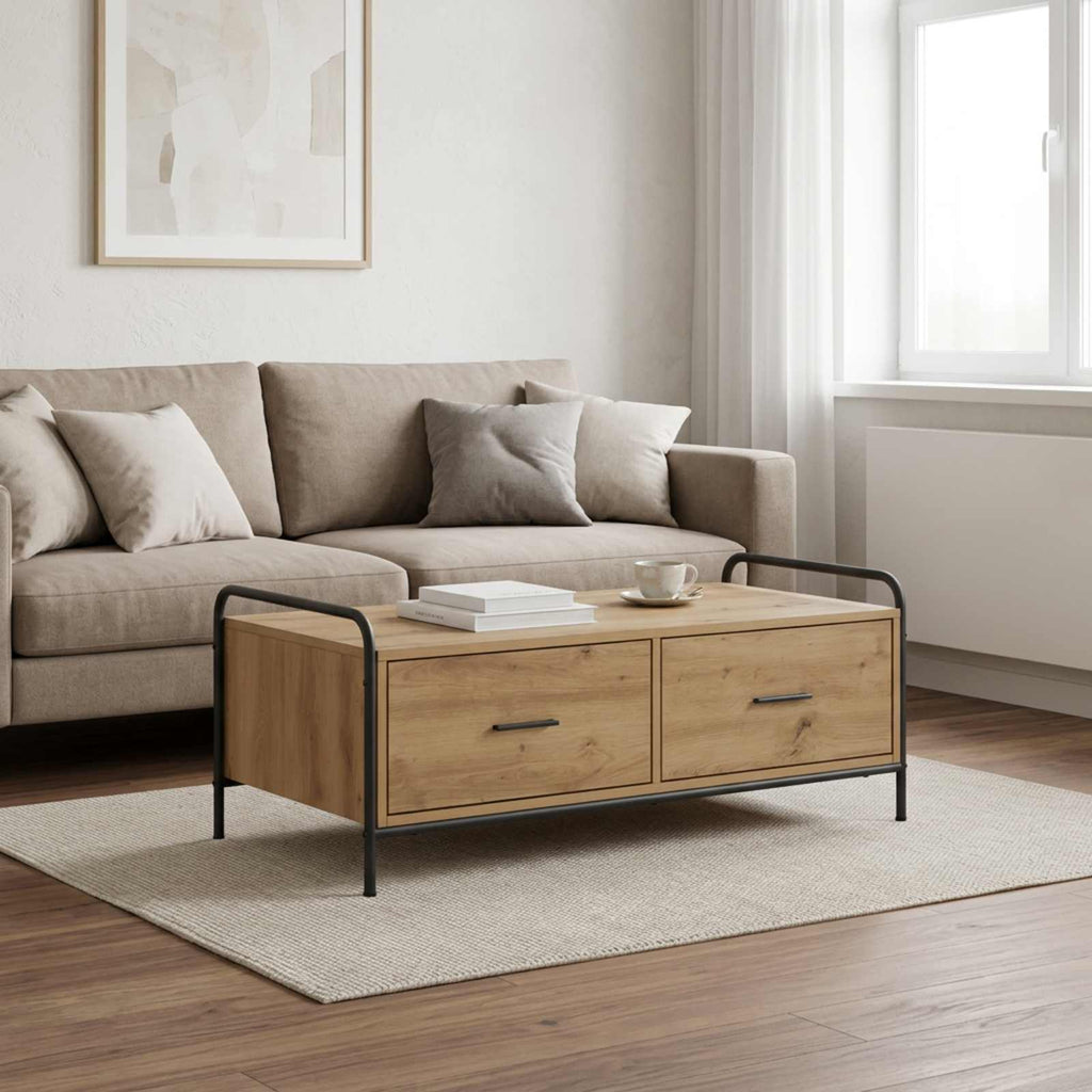 vidaXL Stolik kawowy Dąb artisan 99,5 x 49 x 41 cm Drewno inżynieryjne