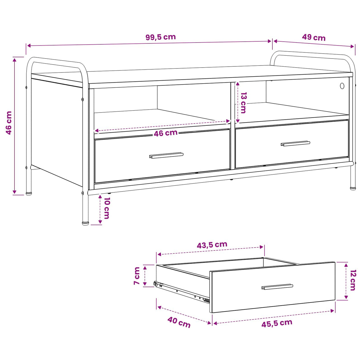 vidaXL Stolik kawowy dąb Sonoma 99,5 x 49 x 46 cm Drewno inżynieryjne